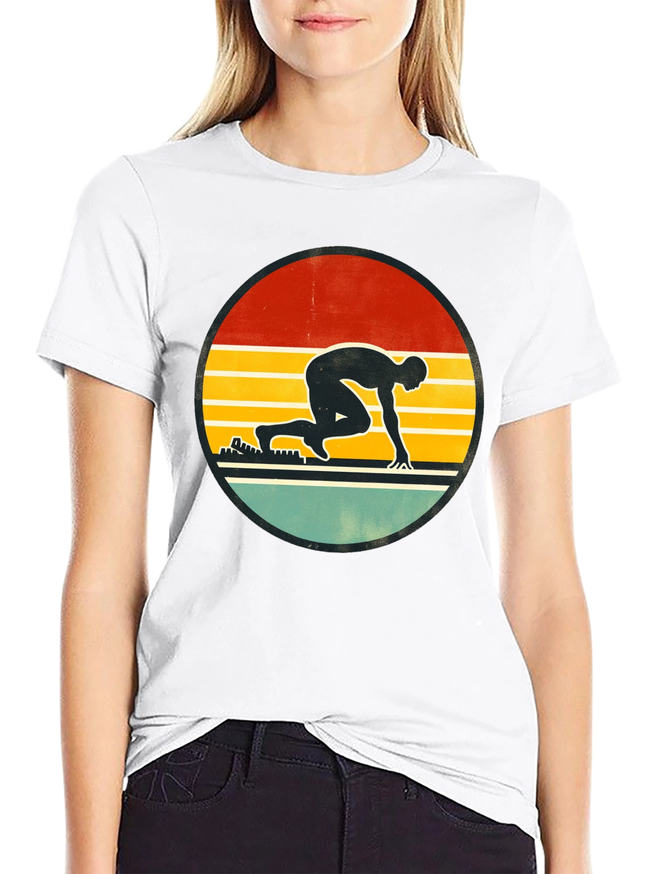Black Retro Runner Graphic T-Shirt view 9