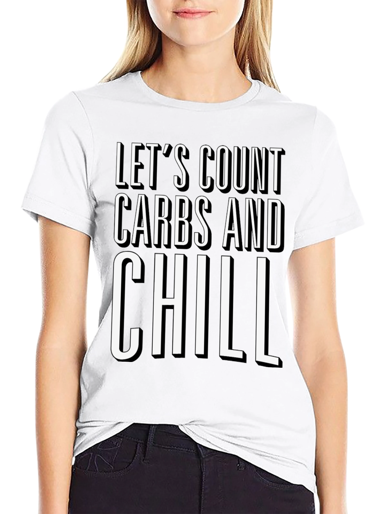 Black Let's Count Carbs and Chill Black Graphic T-Shirt view 9