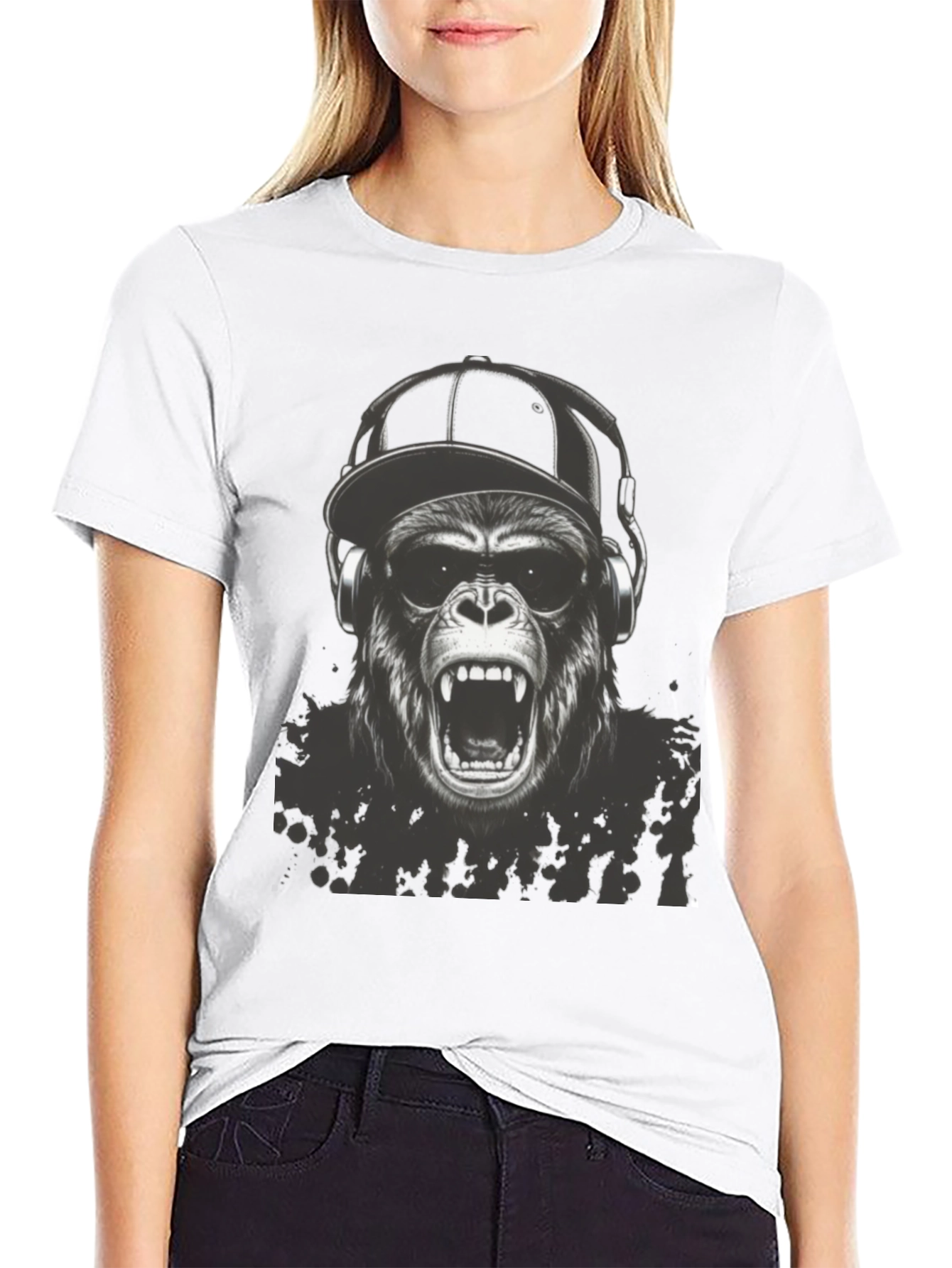 Black Cool Gorilla Graphic Tee view 9