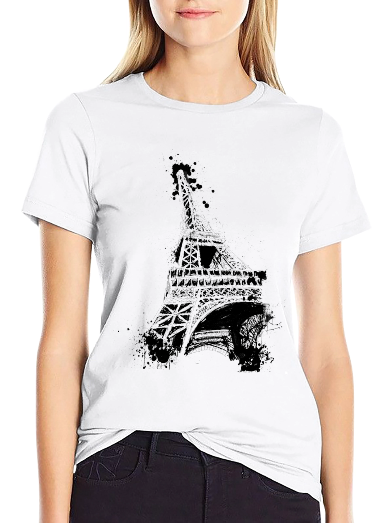 Black Eiffel Tower Graphic Tee - Men's Black T-Shirt view 9