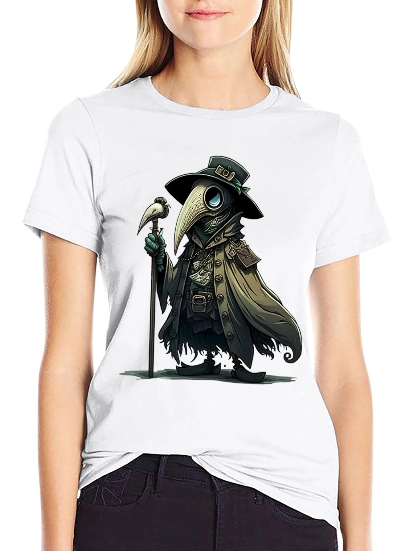 Black Plague Doctor T-Shirt - Unique Graphic Tee view 9