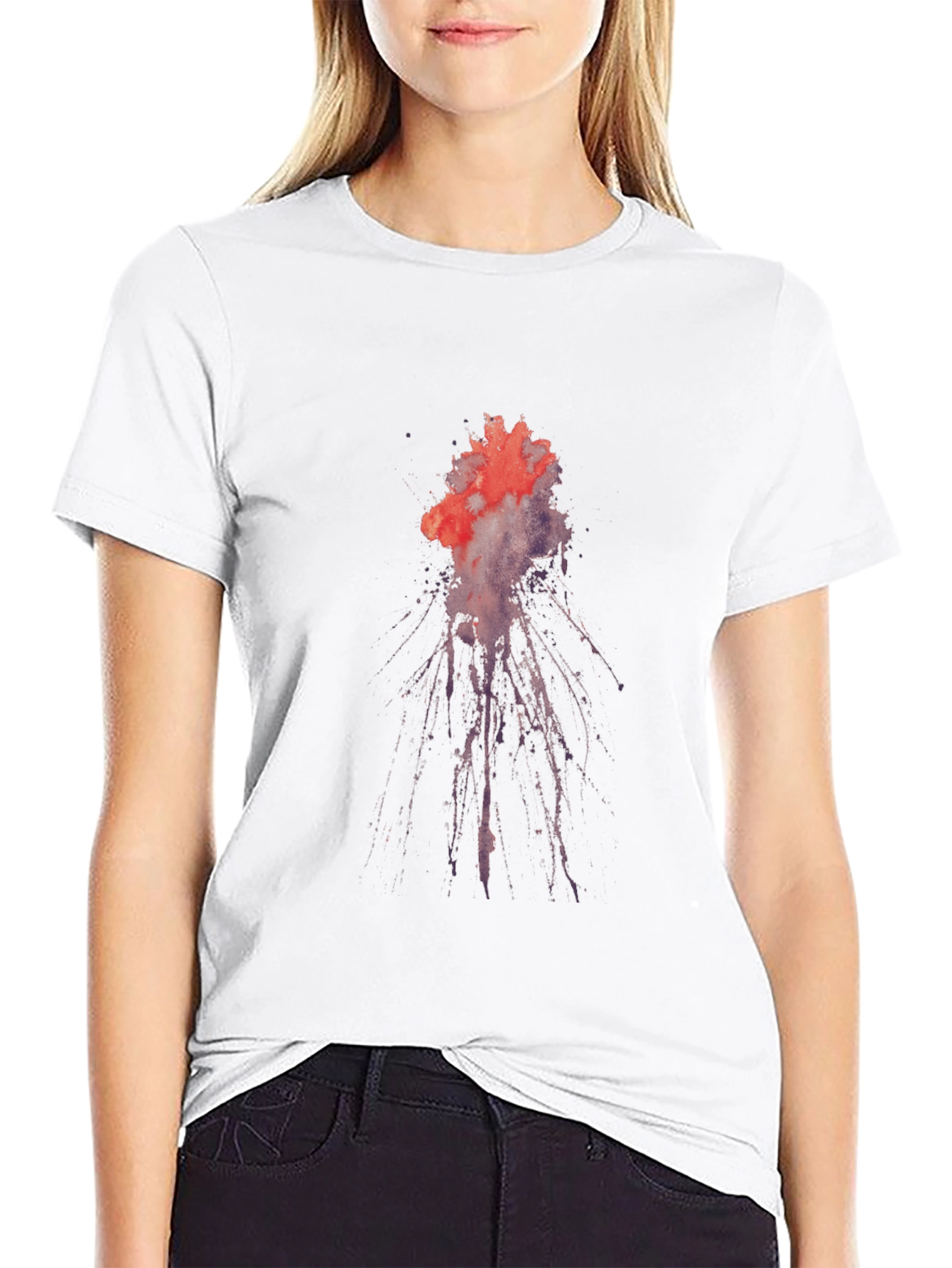 Black Abstract Splatter Graphic Tee - Black Cotton Comfort view 9