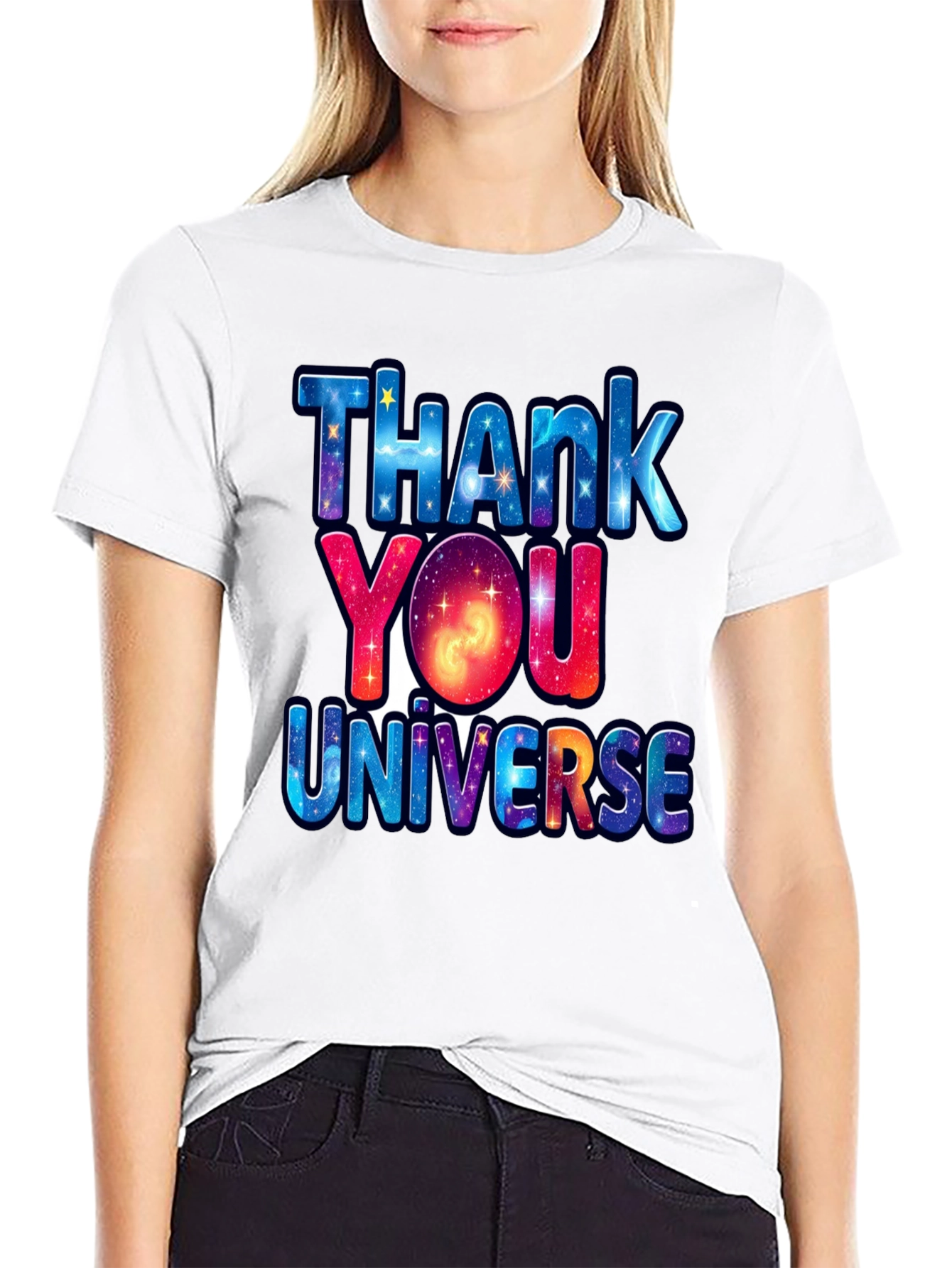 Black Thank You Universe Graphic T-Shirt view 9