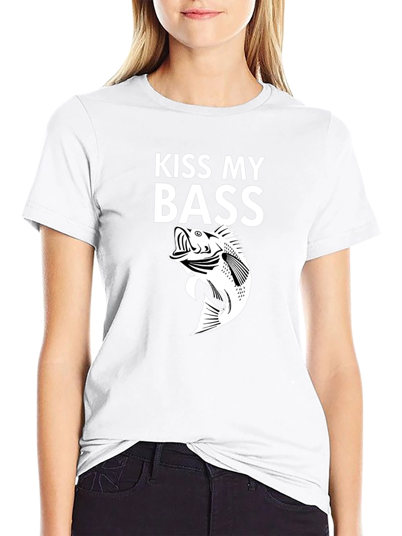 Black Kiss My Bass Graphic Tee - Black Cotton T-Shirt view 9