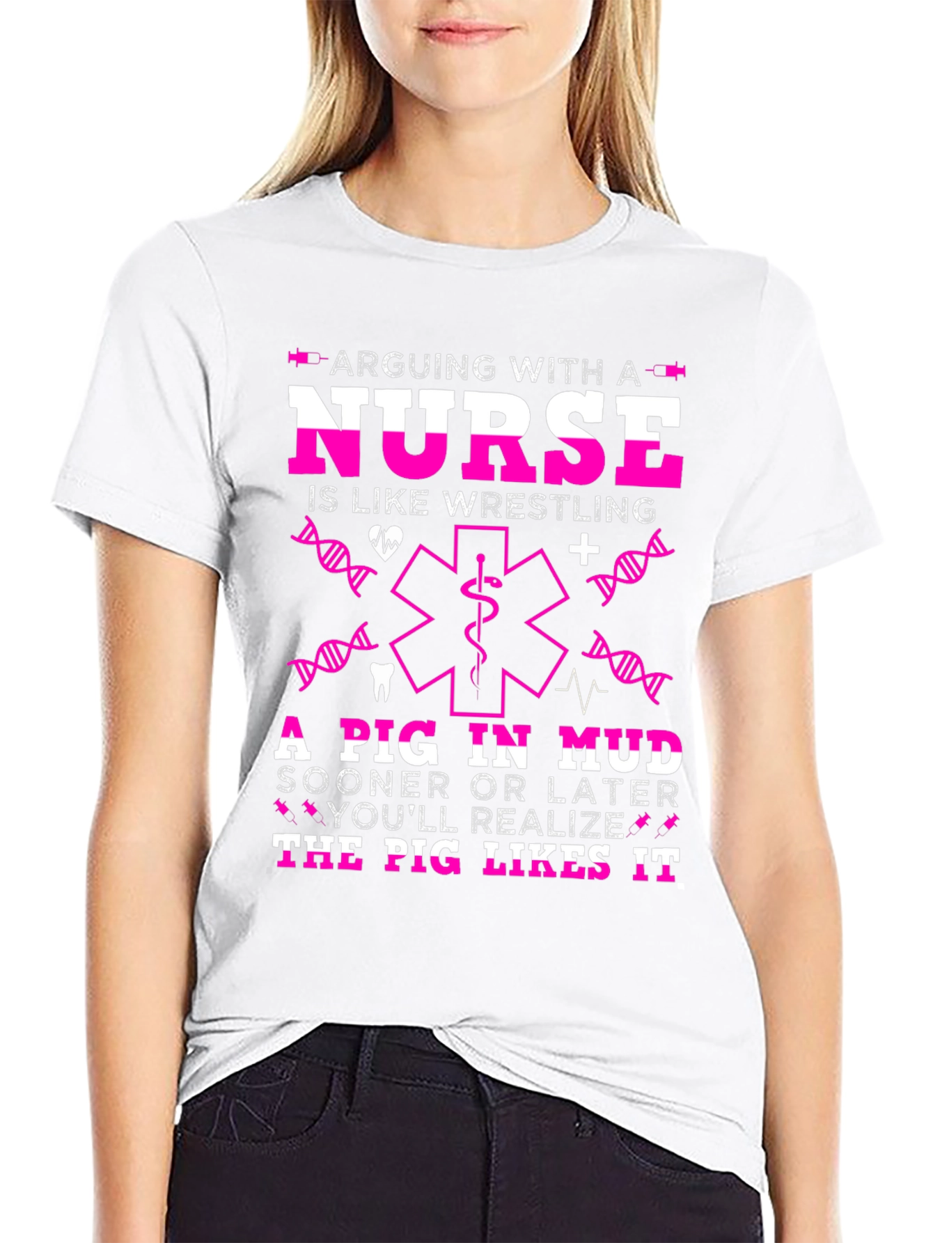 Black Arguing With a Nurse T-Shirt Funny Gift view 9