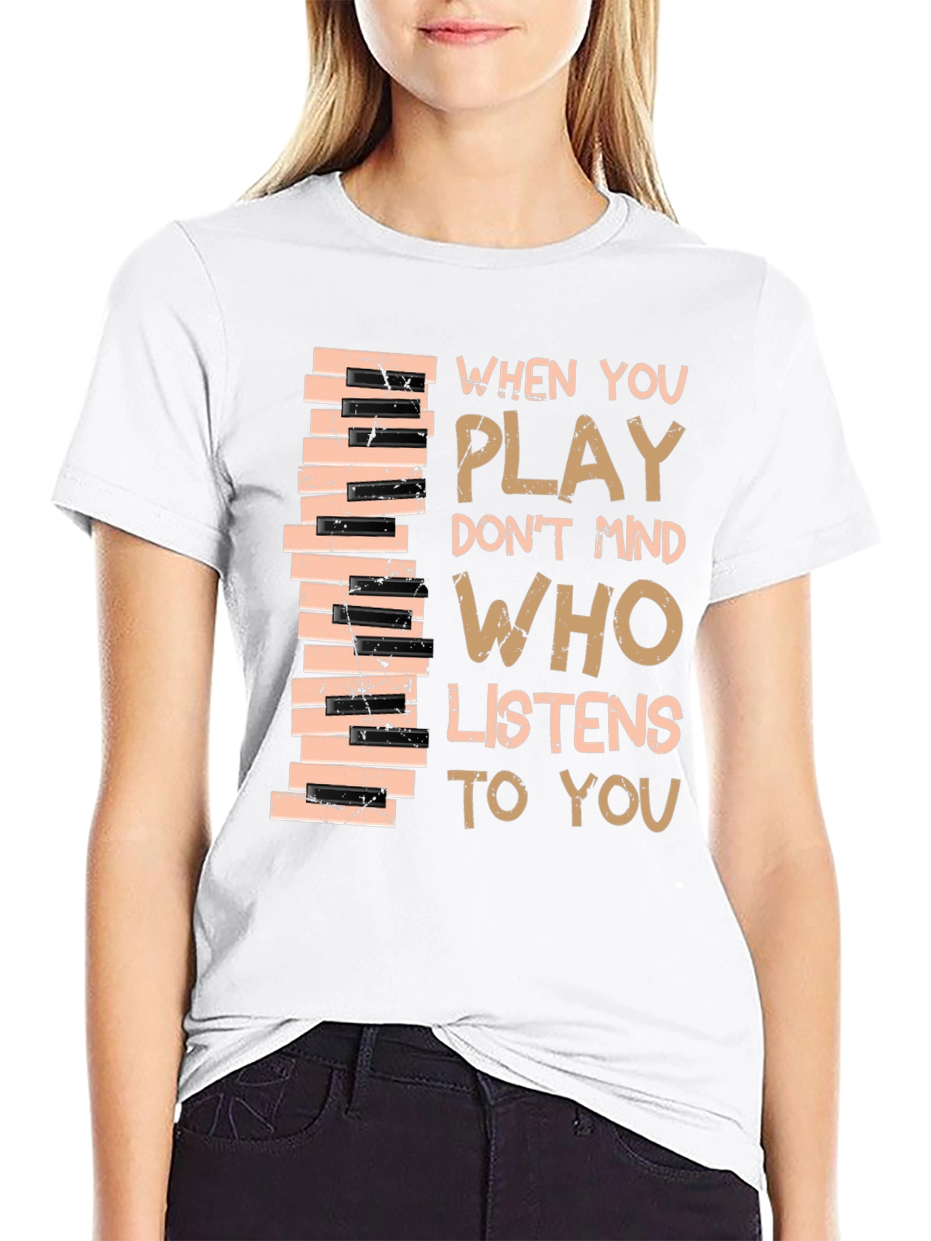 Black Piano Keys T-Shirt - Musical Inspiration view 9