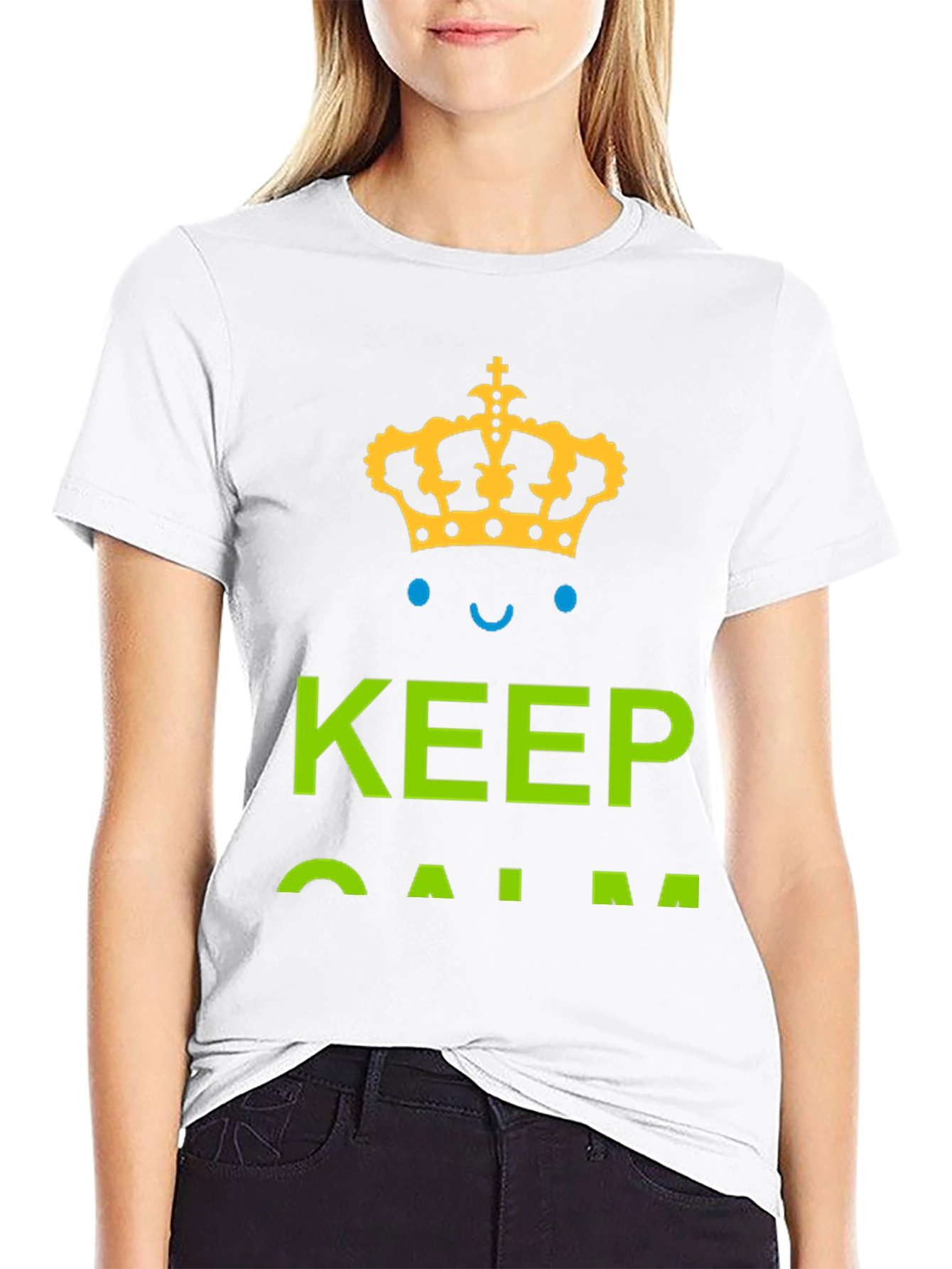 Black Keep Calm Graphic Tee - Black Cotton T-Shirt view 9
