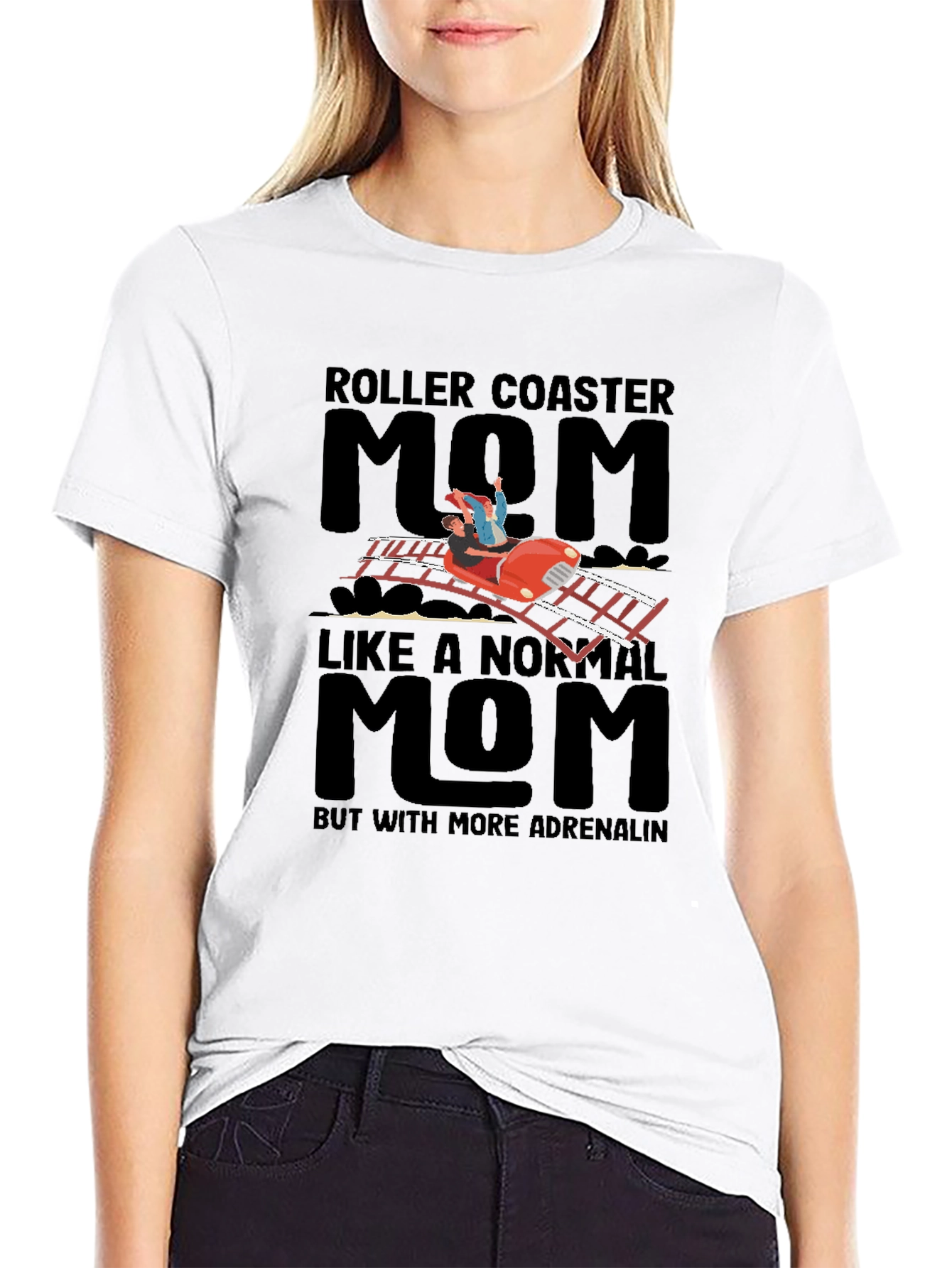 Black Roller Coaster Mom Graphic T-Shirt view 9