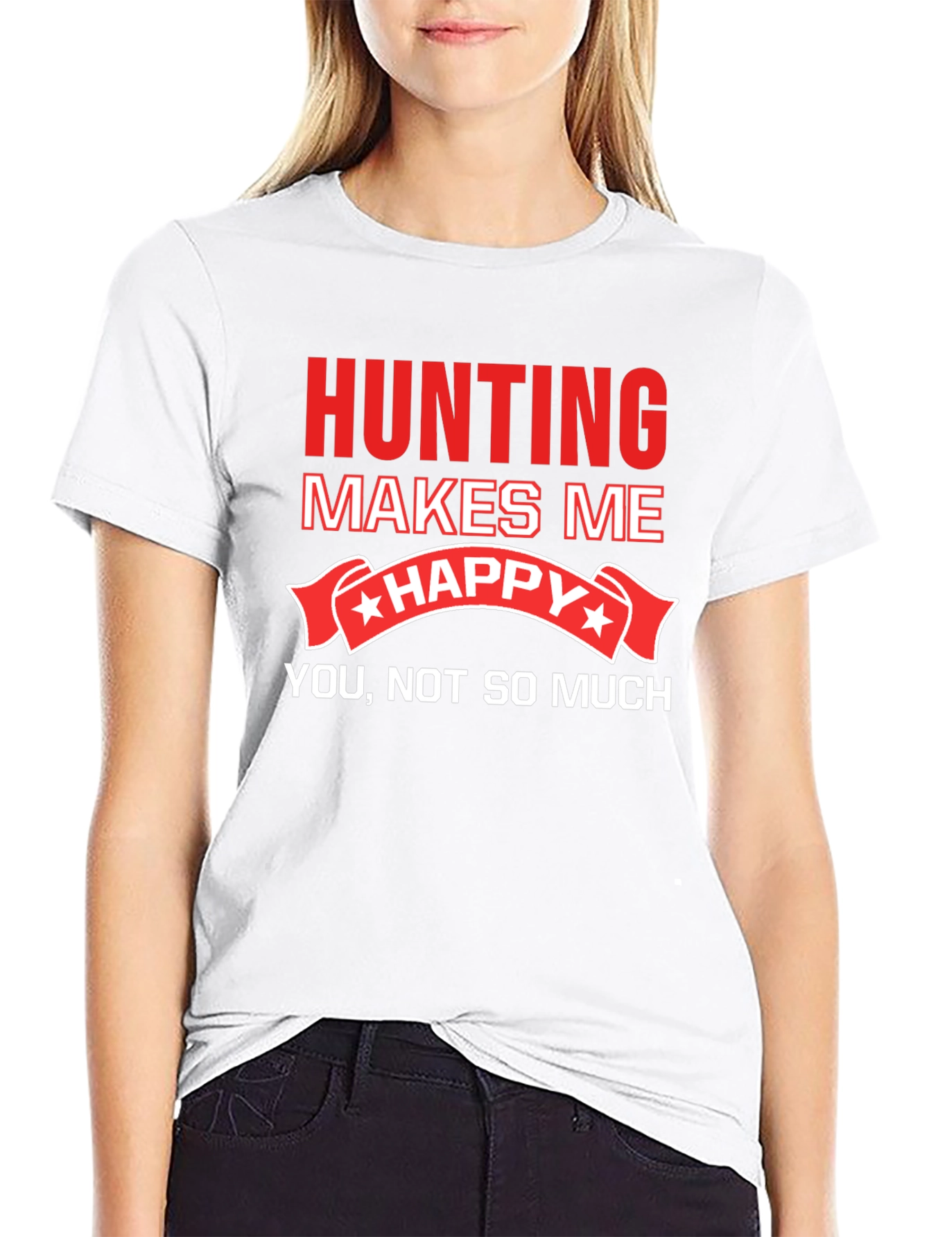Black Hunting Makes Me Happy T-Shirt Funny Graphic Tee view 9
