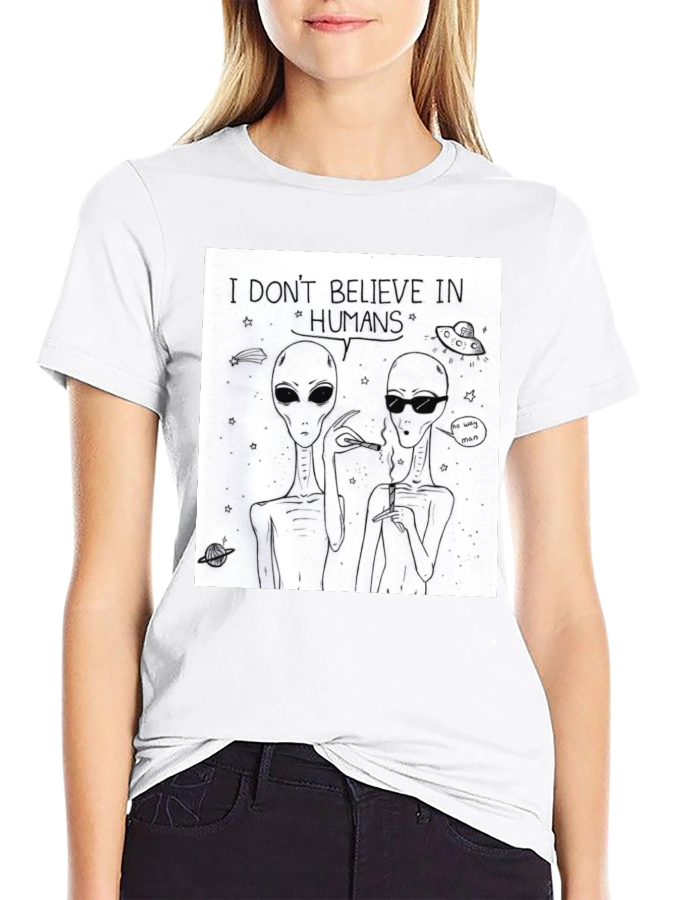 Black I Don't Believe In Humans Graphic Tee view 9