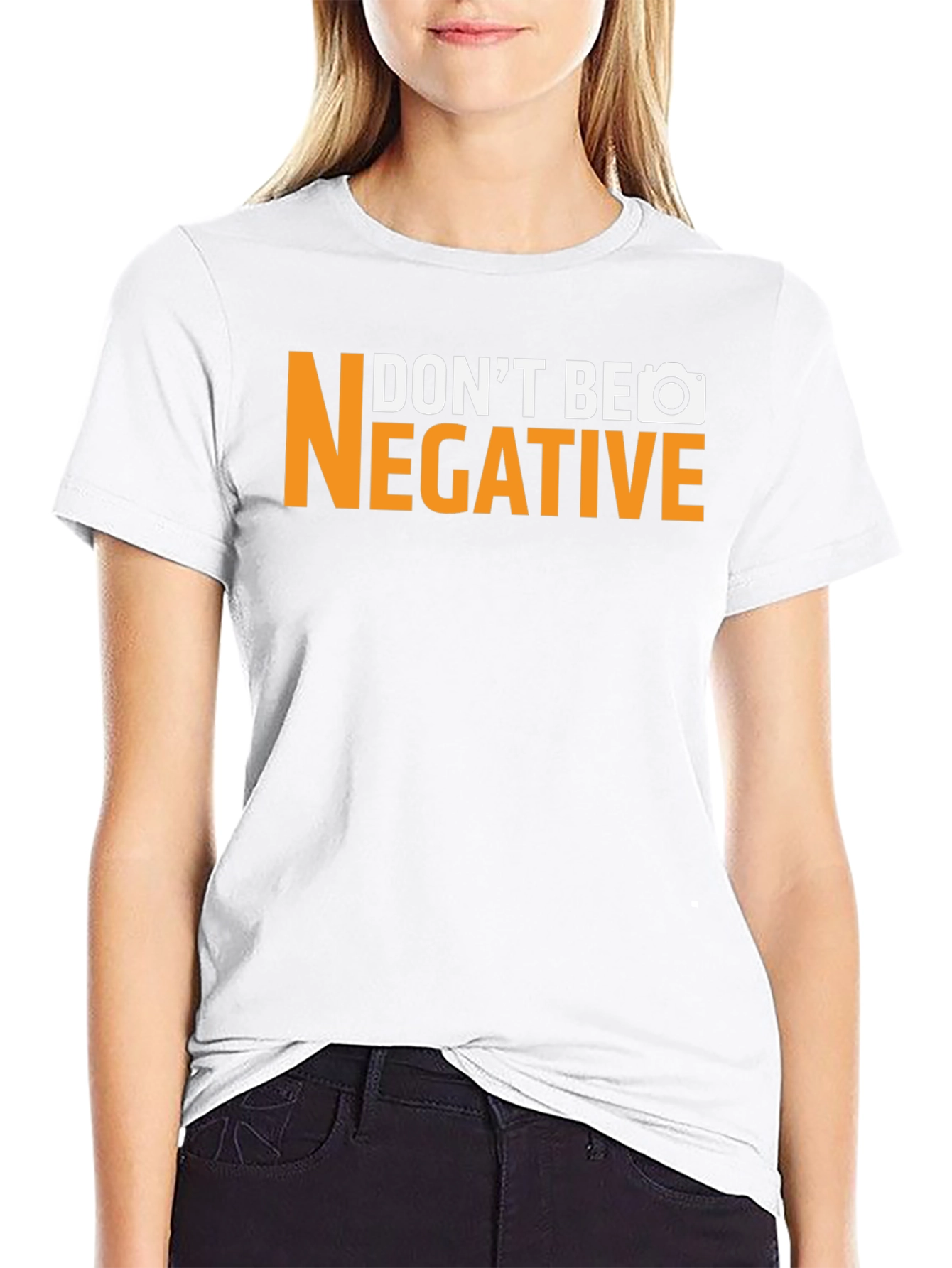 Black Don't Be Negative Funny Camera T-Shirt view 9