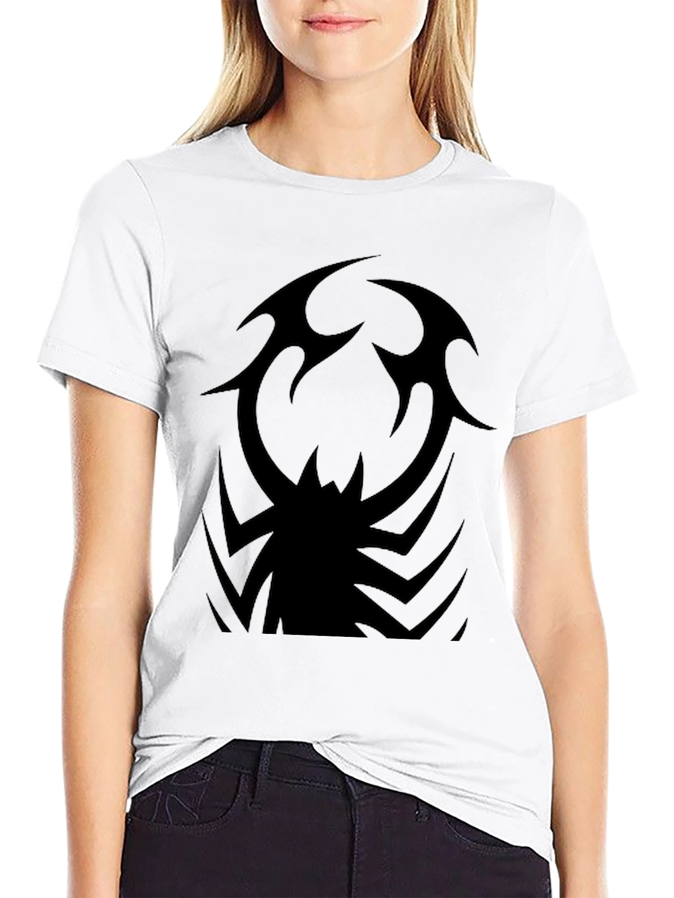 Black Tribal Spider Graphic Black T-Shirt view 9