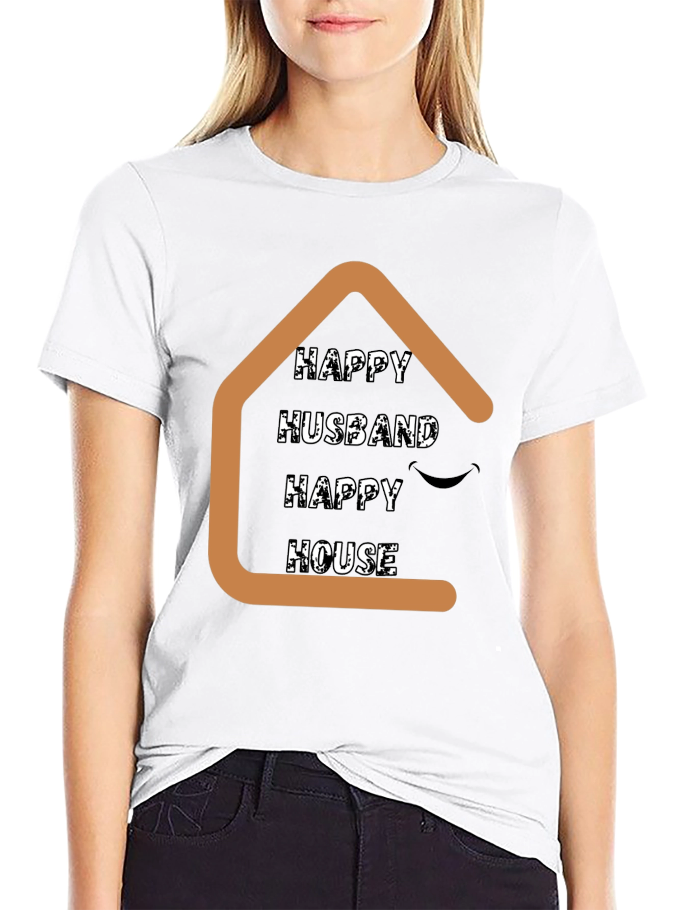 Black Happy Husband Happy House Graphic T-Shirt view 9