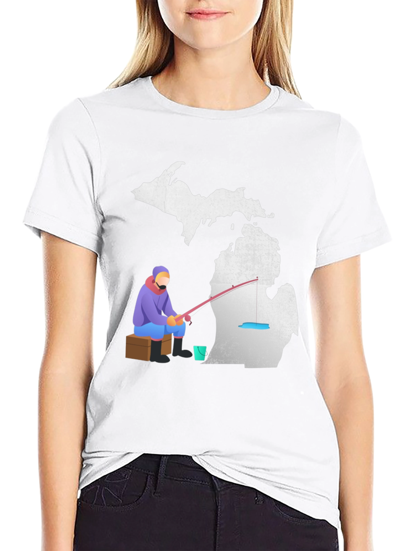 Black Michigan Fishing T-Shirt, Angler Graphic Tee view 9