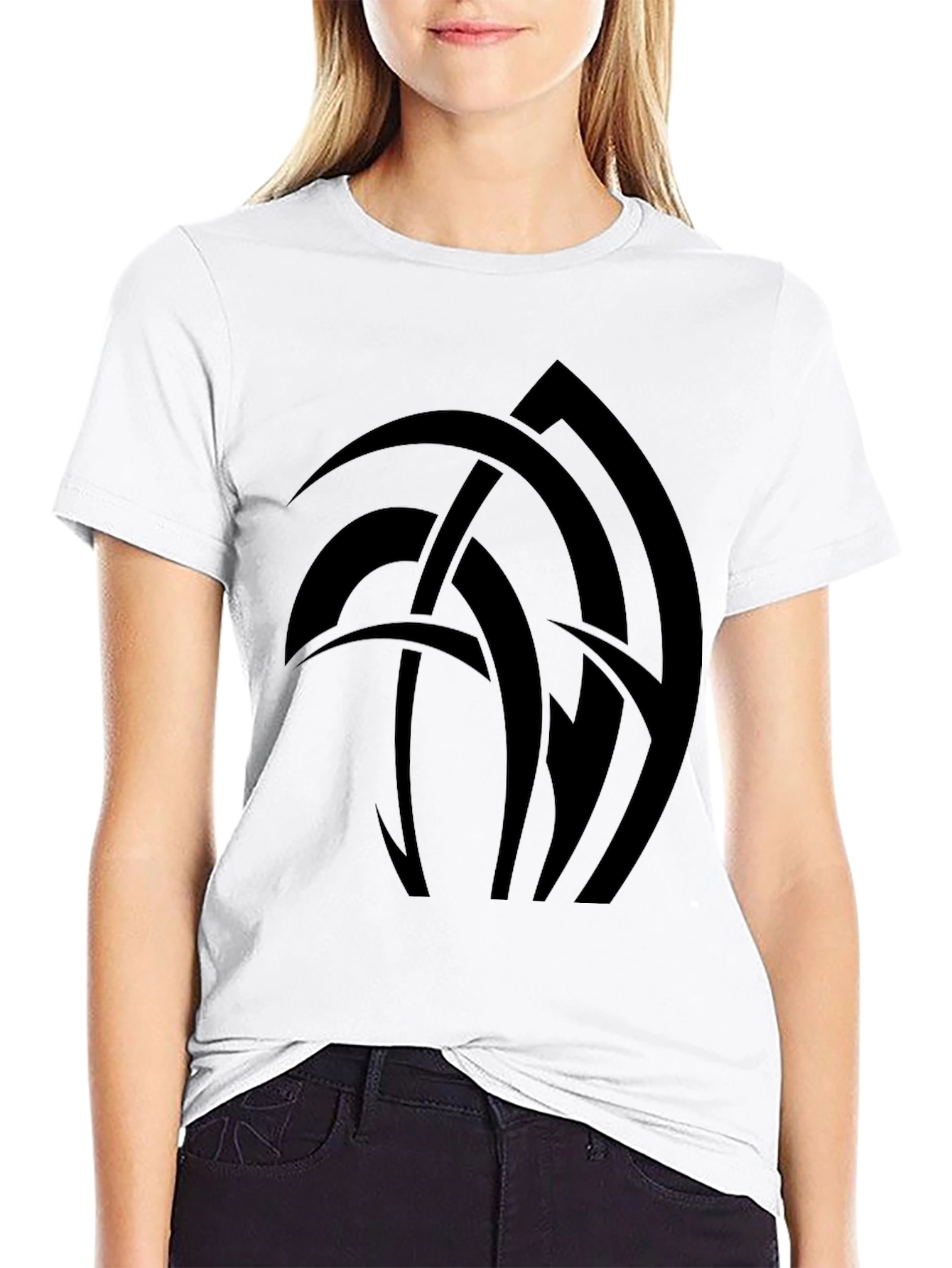 Black Abstract Graphic Tee - Black Cotton Blend T-Shirt view 9