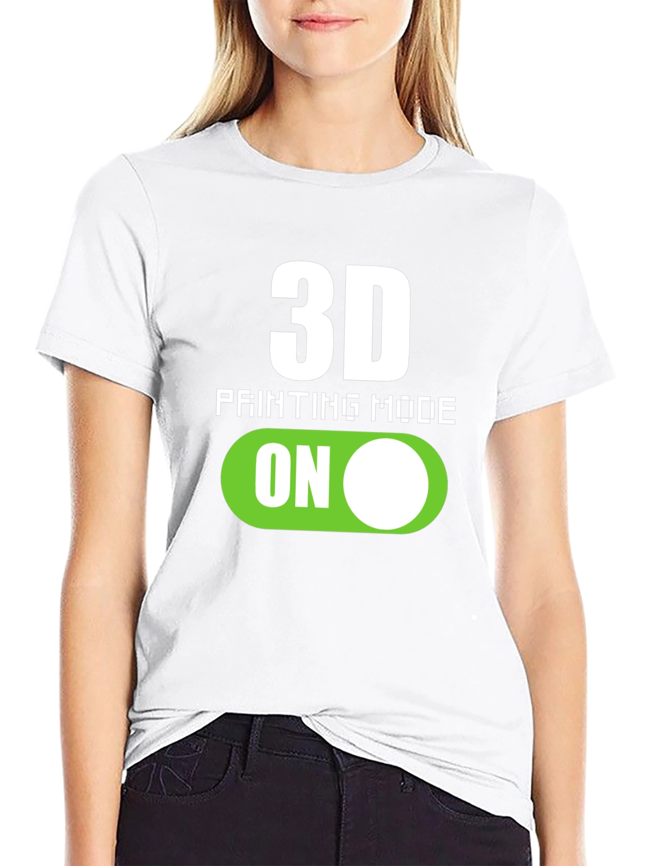 Black 3D Printing Mode On Graphic Tee view 9