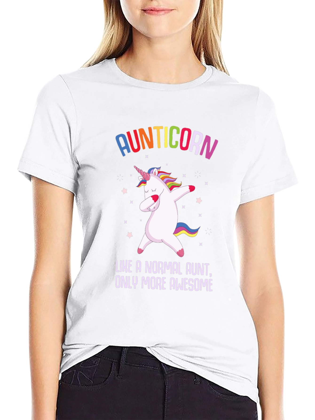 Black Aunticorn T-Shirt - Awesome Aunt Gift view 9