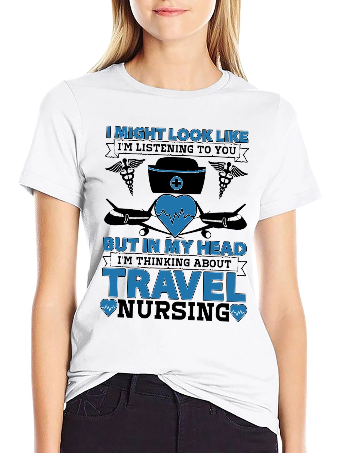 Black Travel Nursing T-Shirt - Funny Nurse Gift view 9