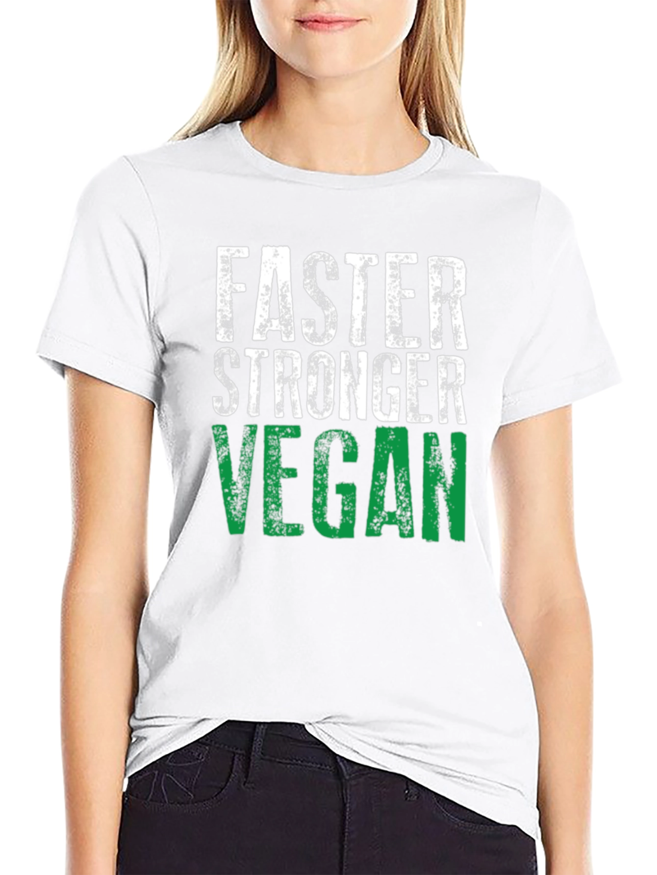 Black Faster Stronger Vegan T-Shirt - Athletic Fit view 9