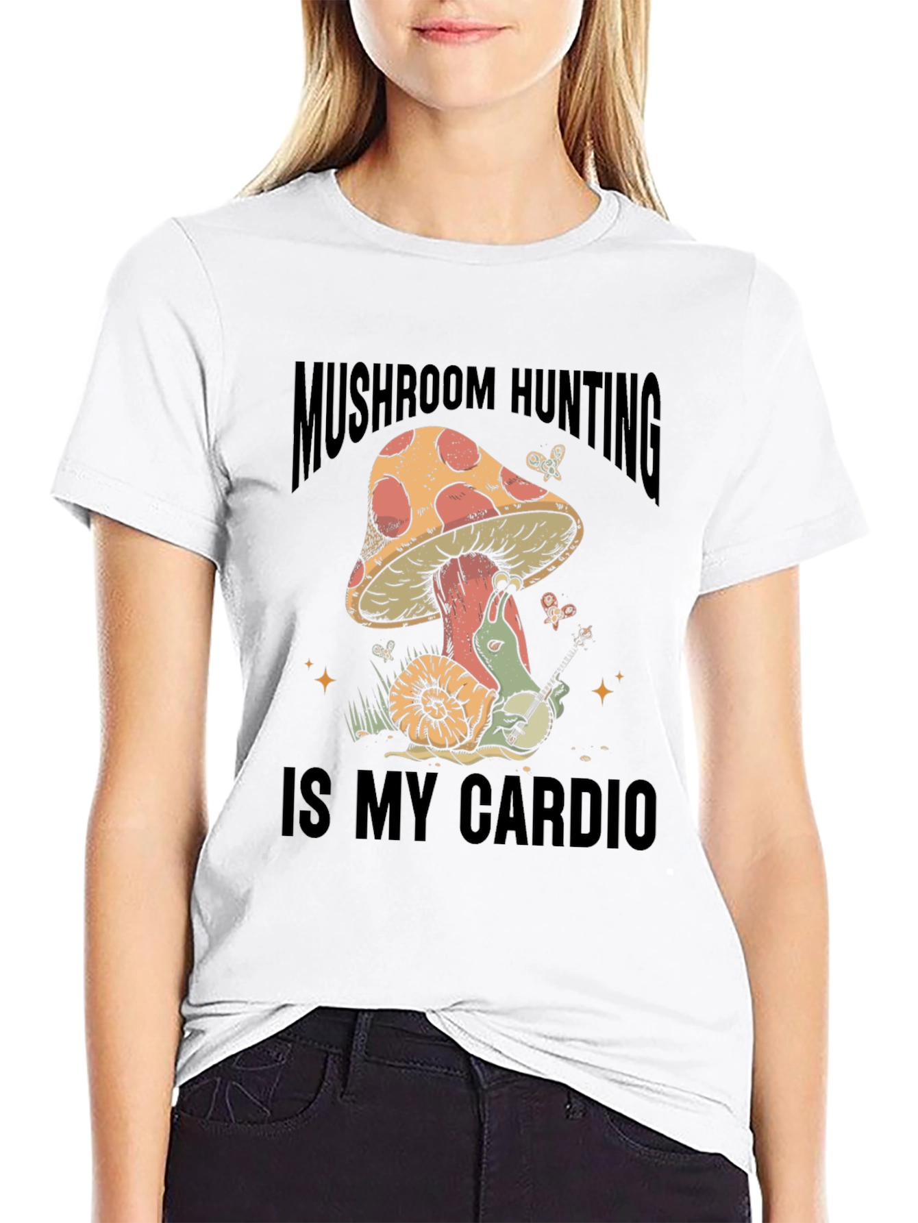 Black Mushroom Hunting is My Cardio T-Shirt view 9