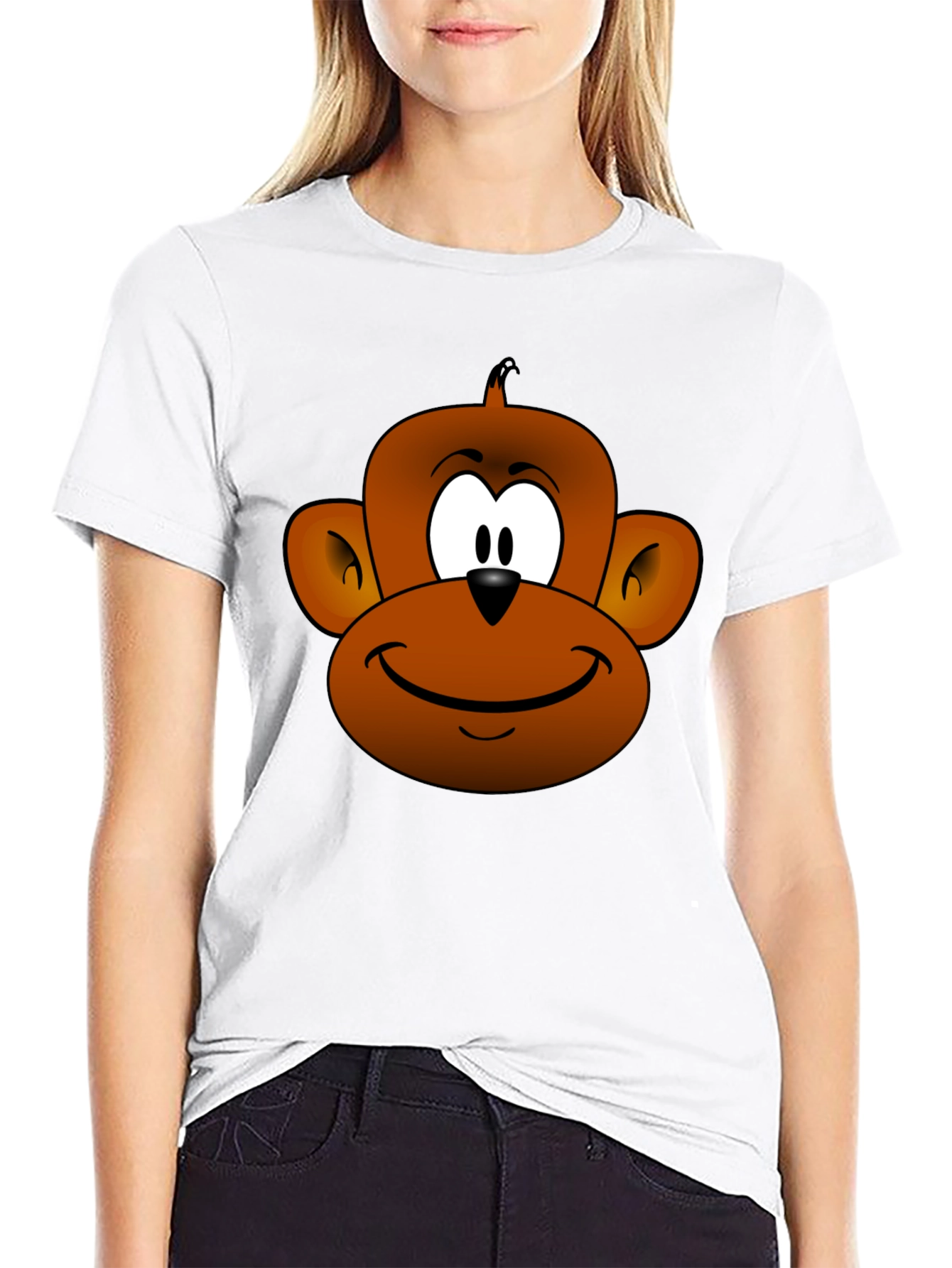 Black Cartoon Monkey Face T-Shirt view 9
