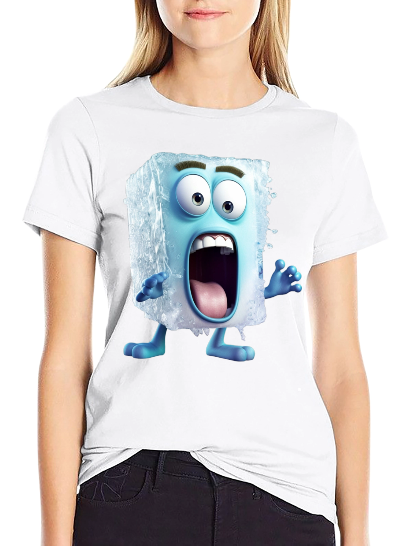 Black Cartoon Ice Cube Graphic T-Shirt view 9