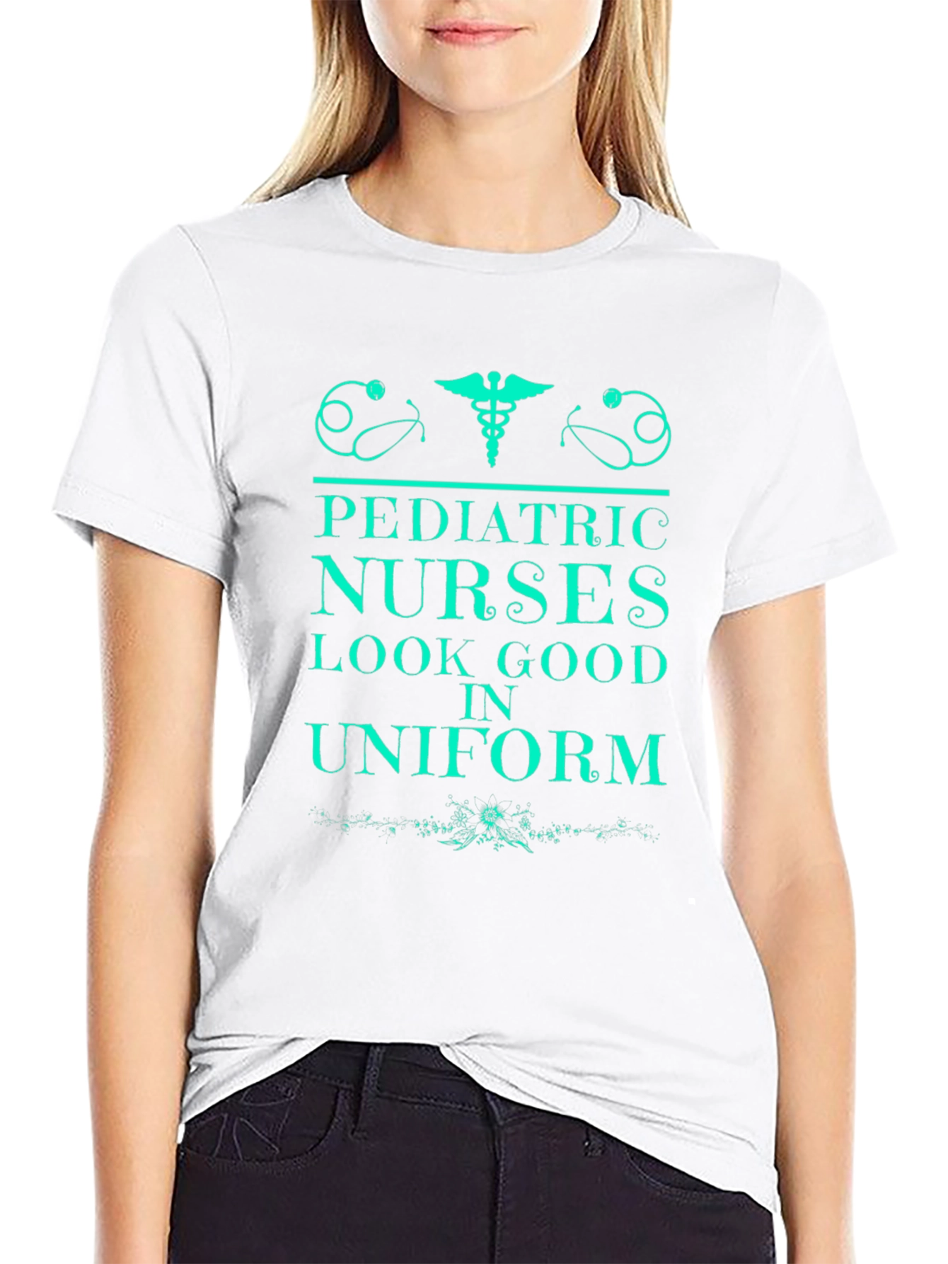 Black Pediatric Nurse Tee - Look Good in Uniform! view 9