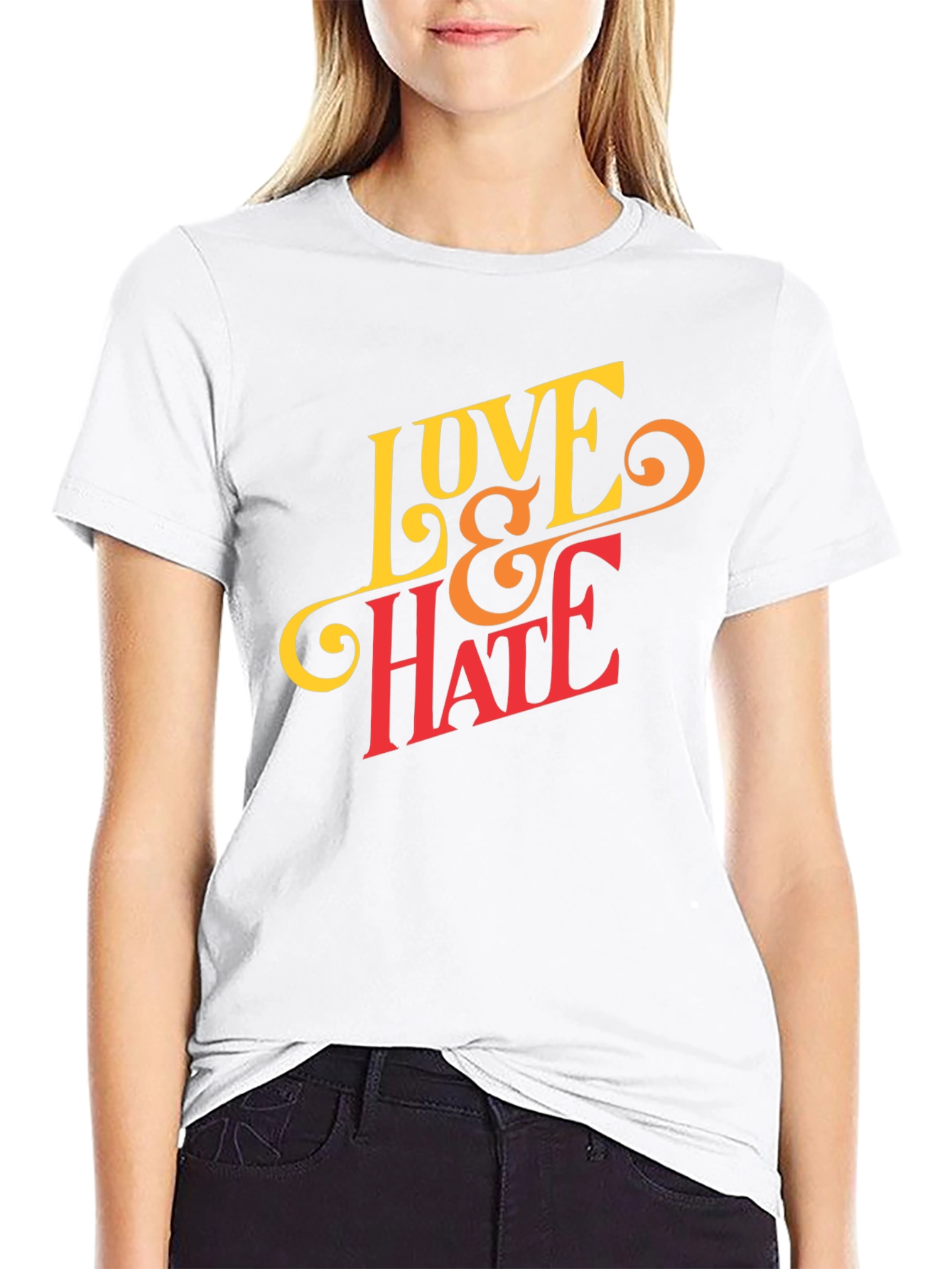 Black Love & Hate Graphic Tee - Casual Black T-Shirt view 9