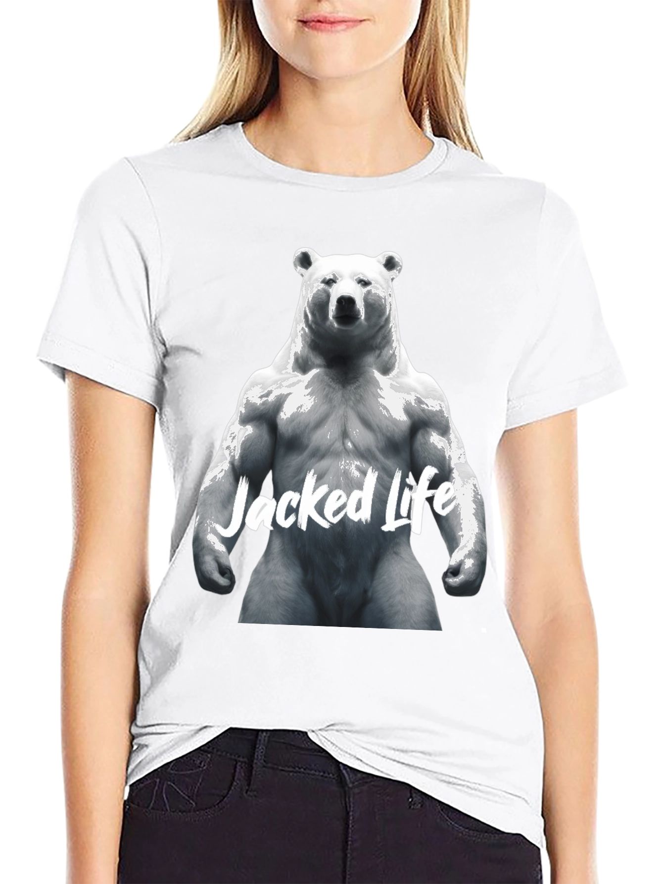 Black Jacked Life Bear Graphic Tee - Black view 9