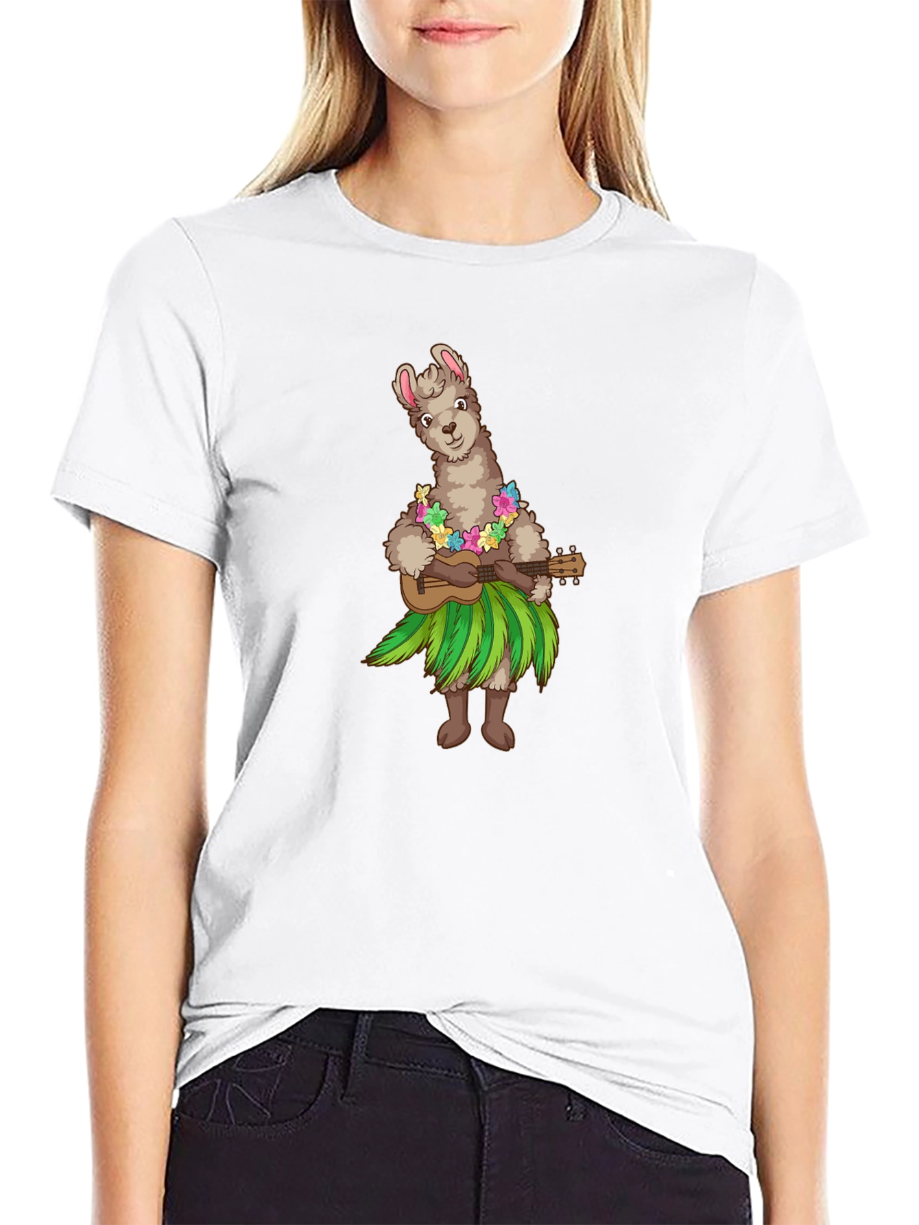 Black Llama Hula Ukulele T-Shirt view 9