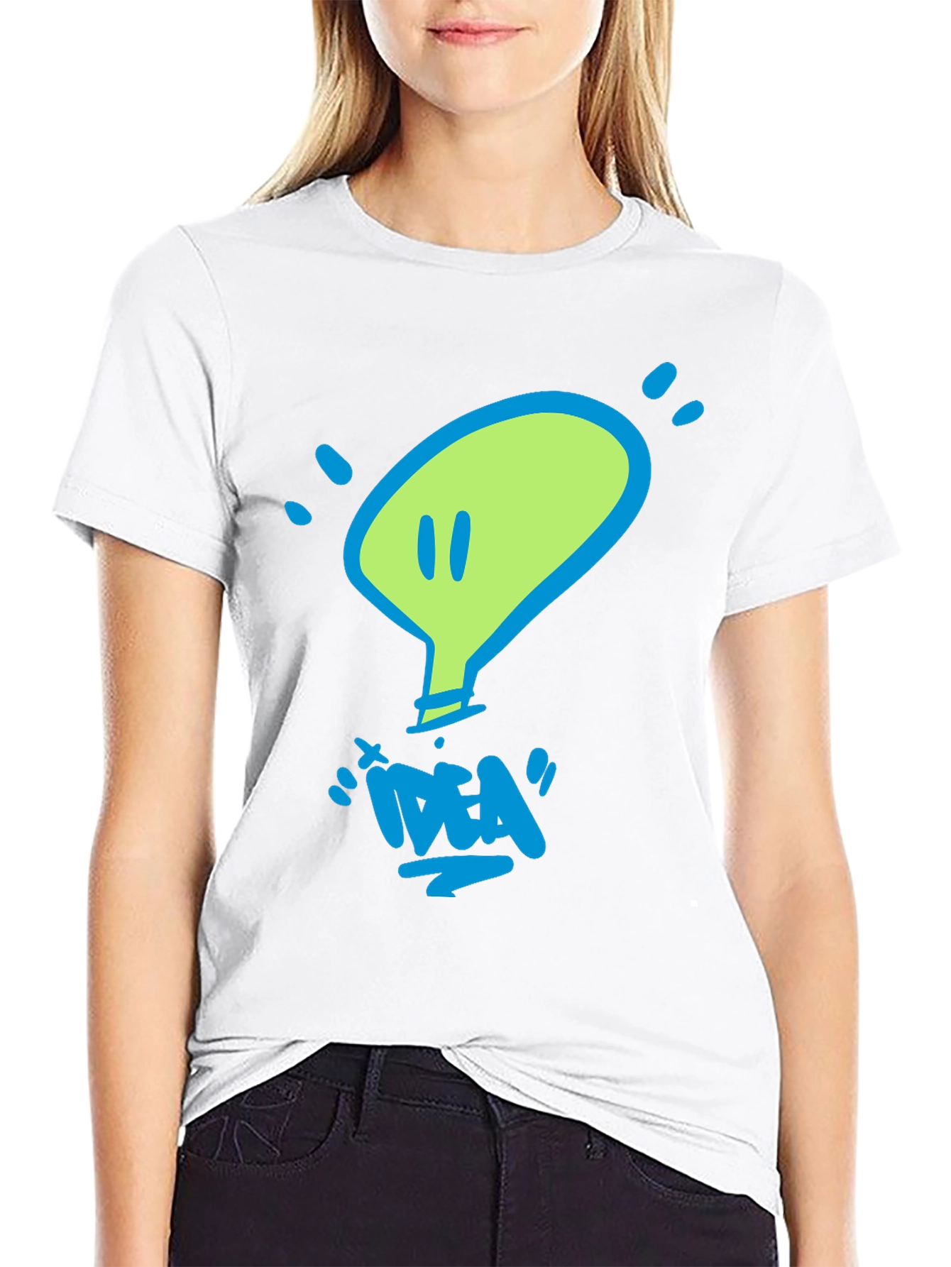 Black Idea Lightbulb Graphic T-Shirt - Unisex Crew Neck view 9