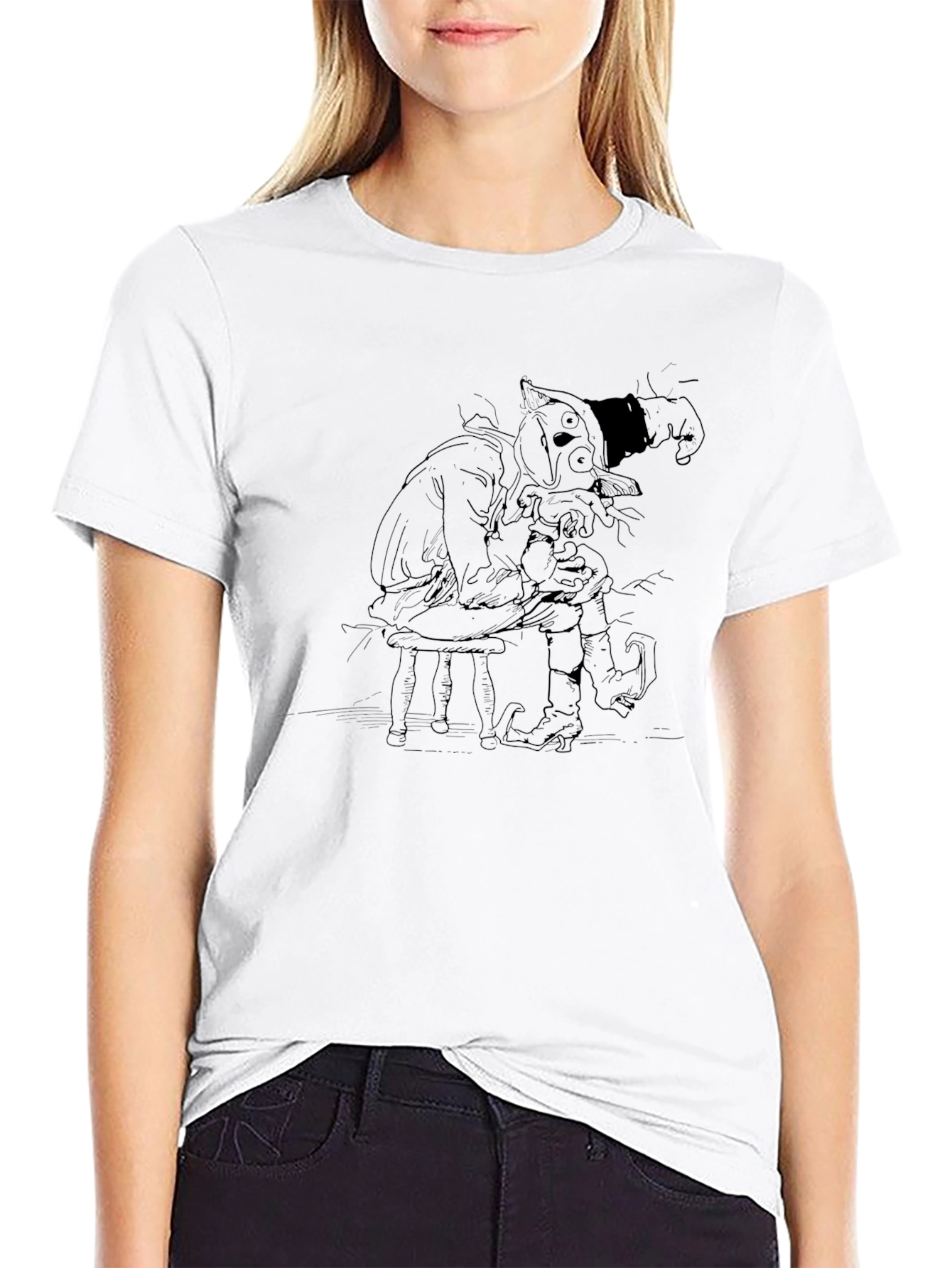 Black Men's Black Graphic T-Shirt - Dark Humor Design view 9