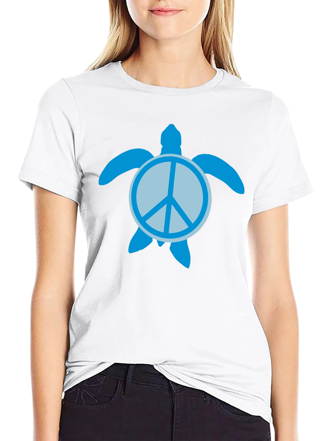 Black Peace Turtle Black Graphic T-Shirt view 9