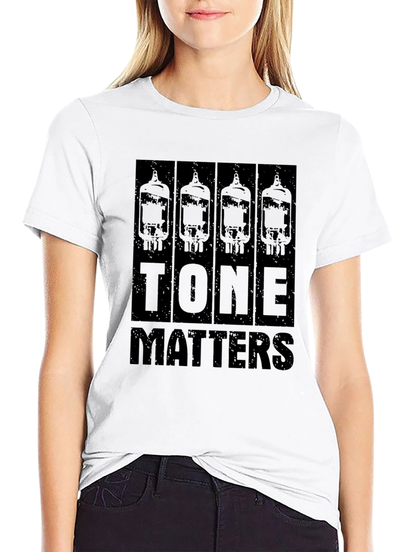 Black Tone Matters Black T-Shirt, Guitar Amplifier Tubes view 9