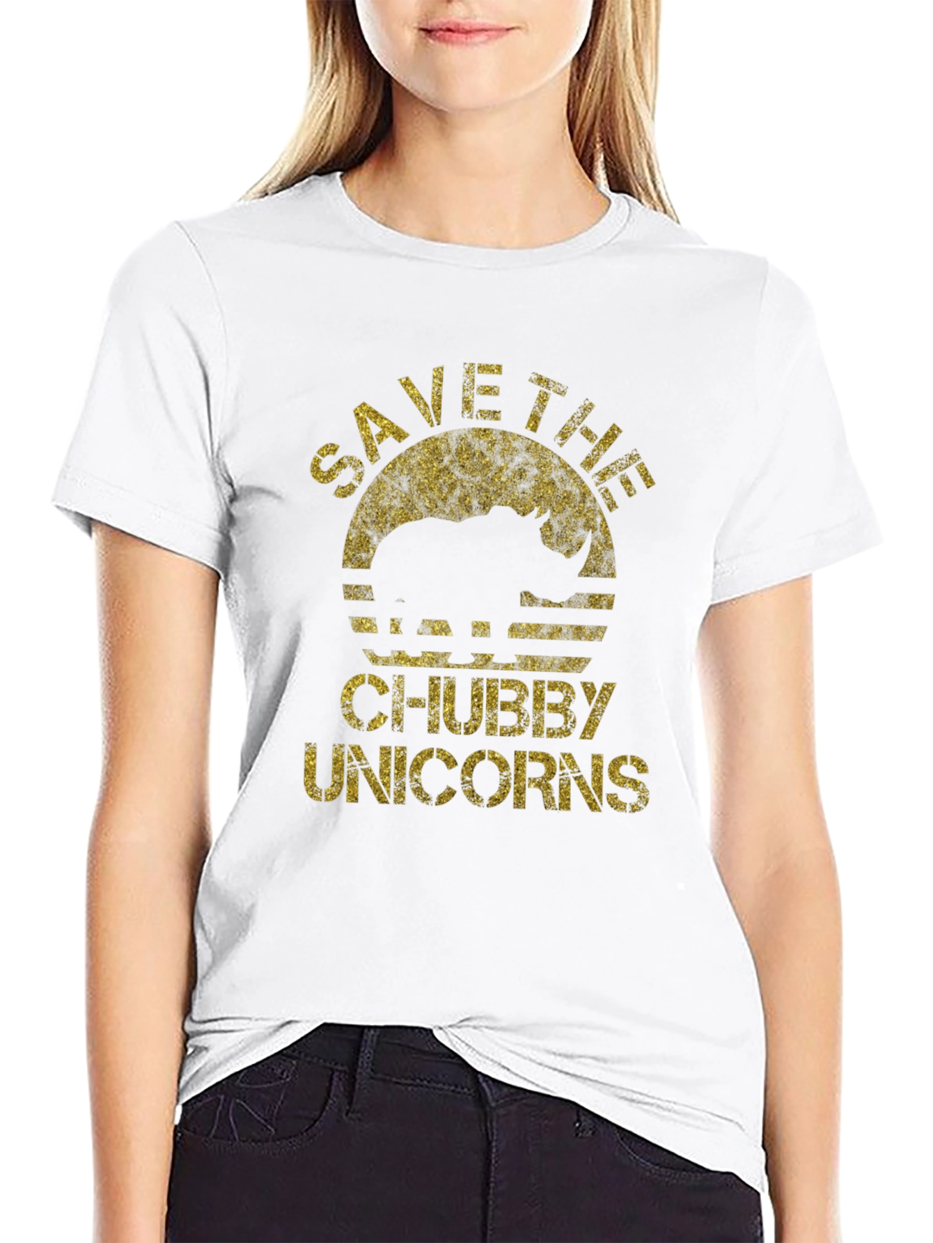 Black Save the Chubby Unicorns Black T-Shirt view 9