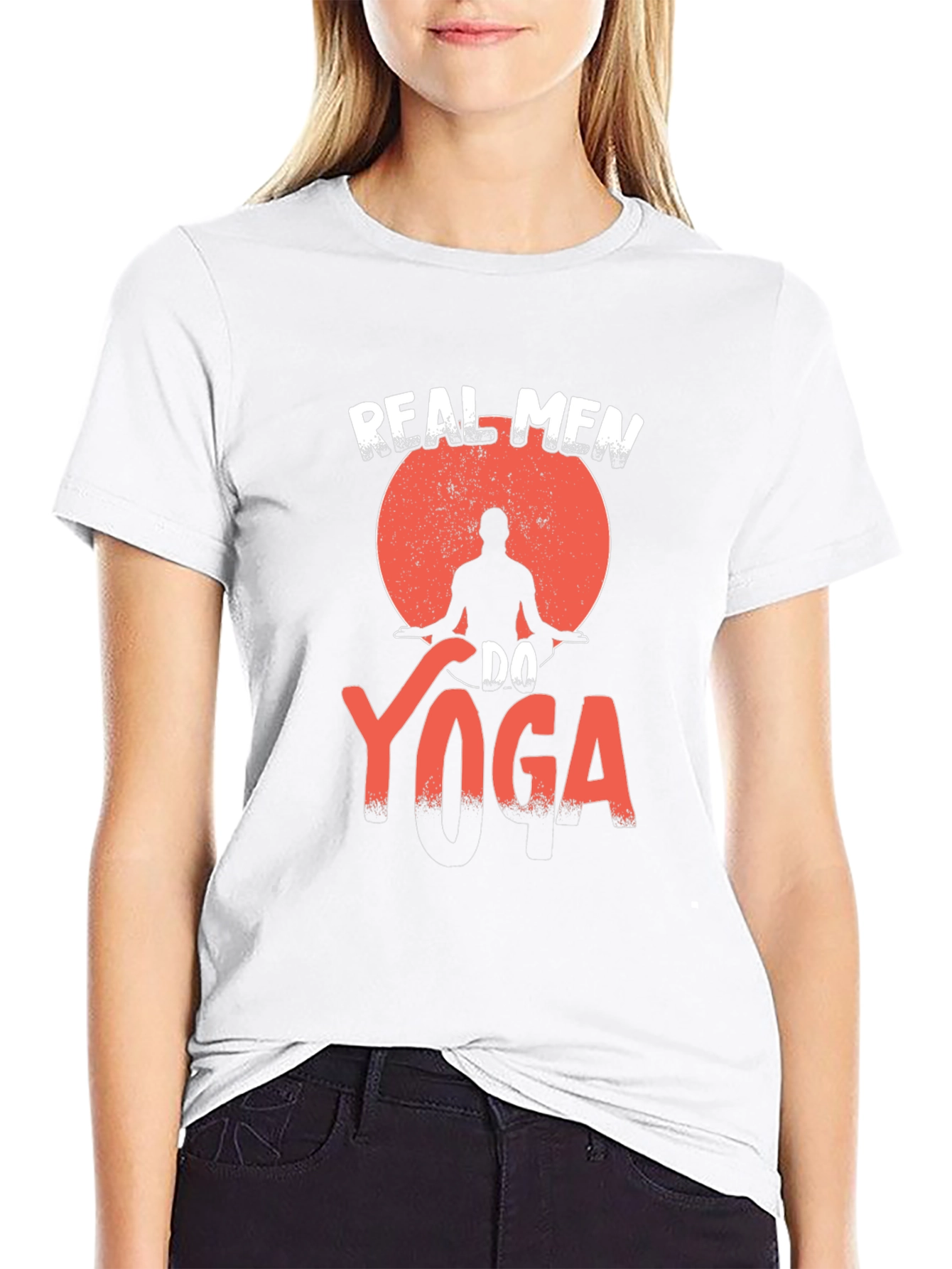Black Real Men Do Yoga Black Graphic T-Shirt view 9
