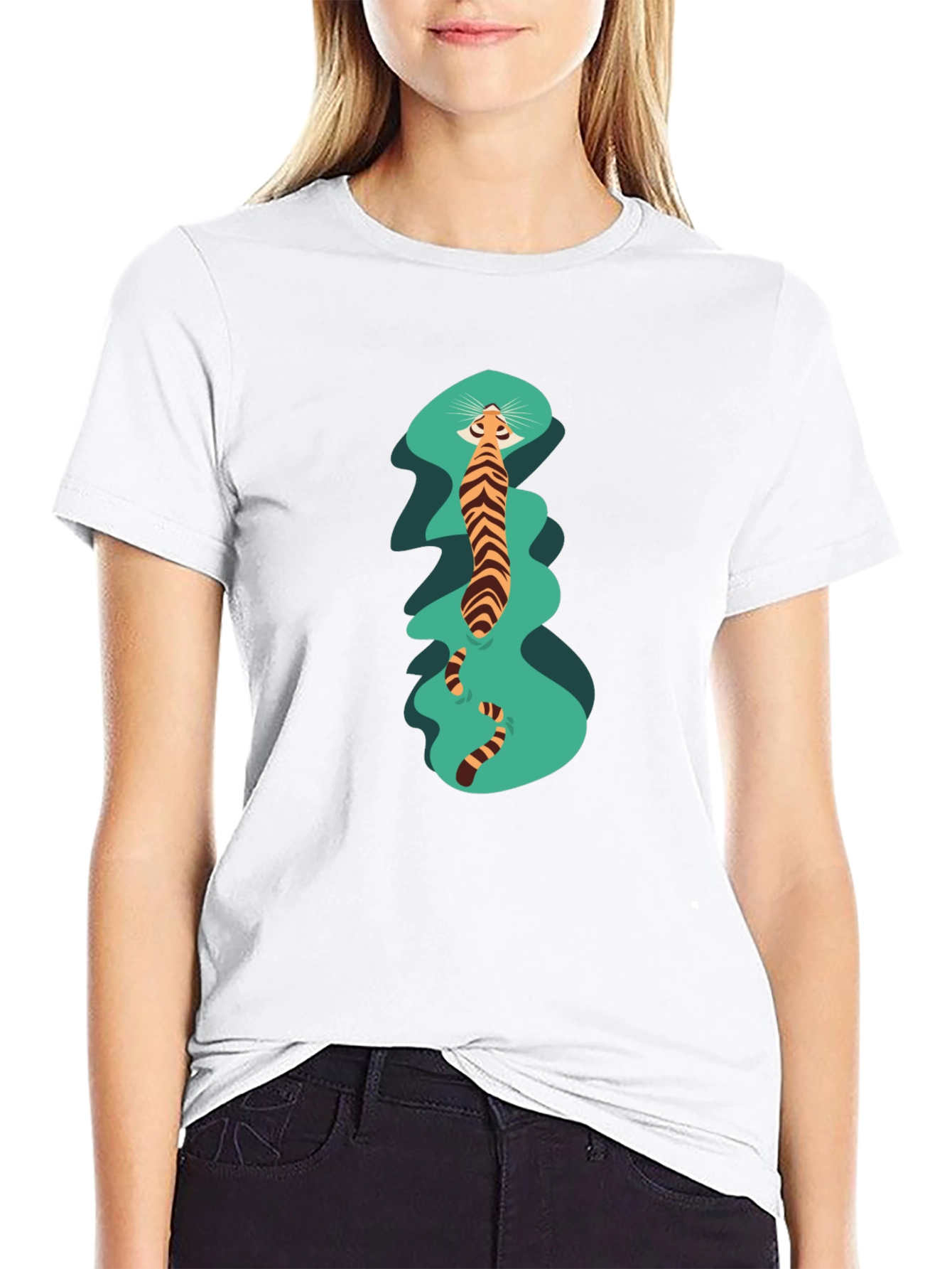 Black Stylish Black T-Shirt with Tiger Print view 9