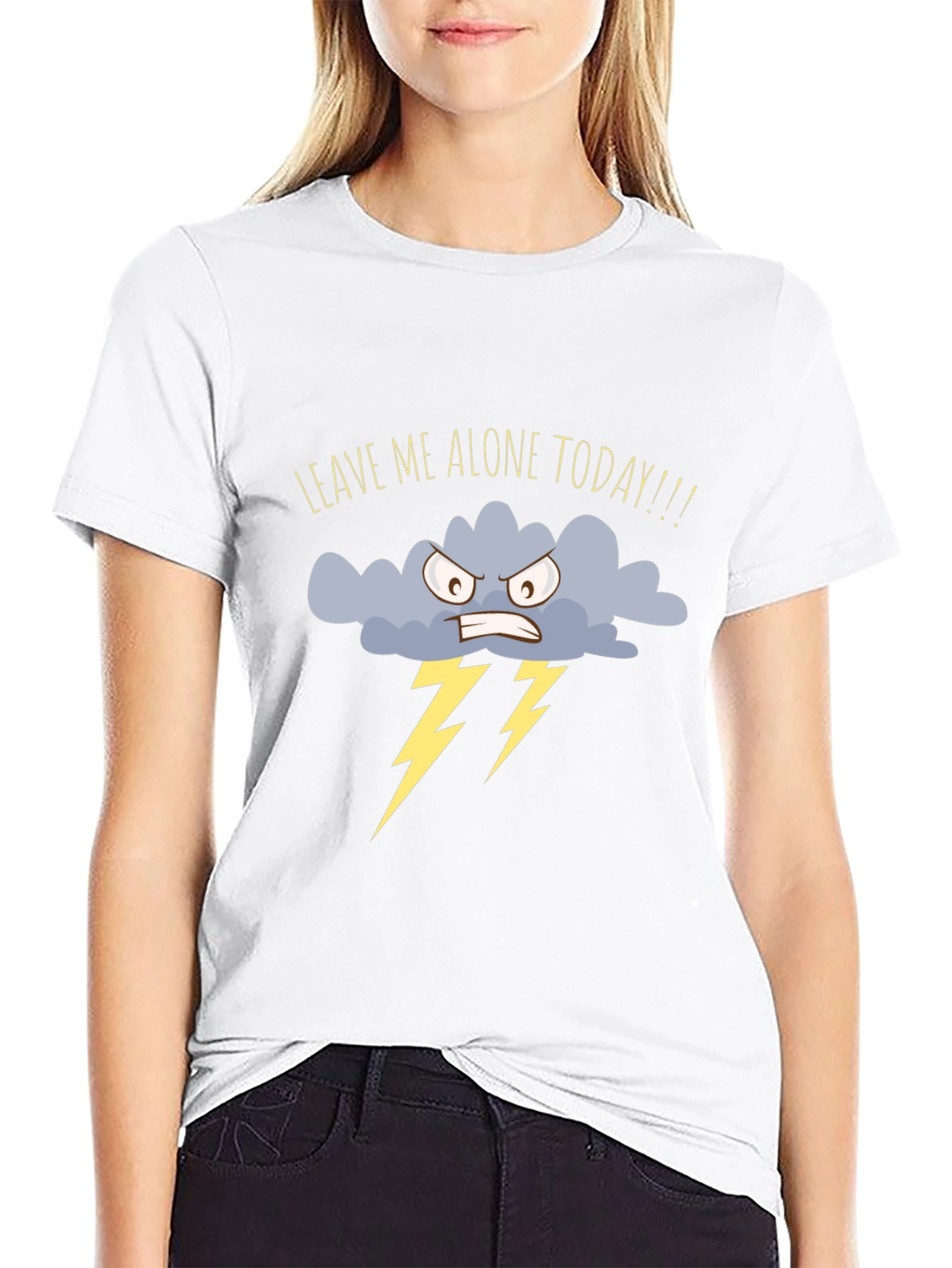 Black Leave Me Alone Today T-Shirt - Angry Cloud Graphic Tee view 9