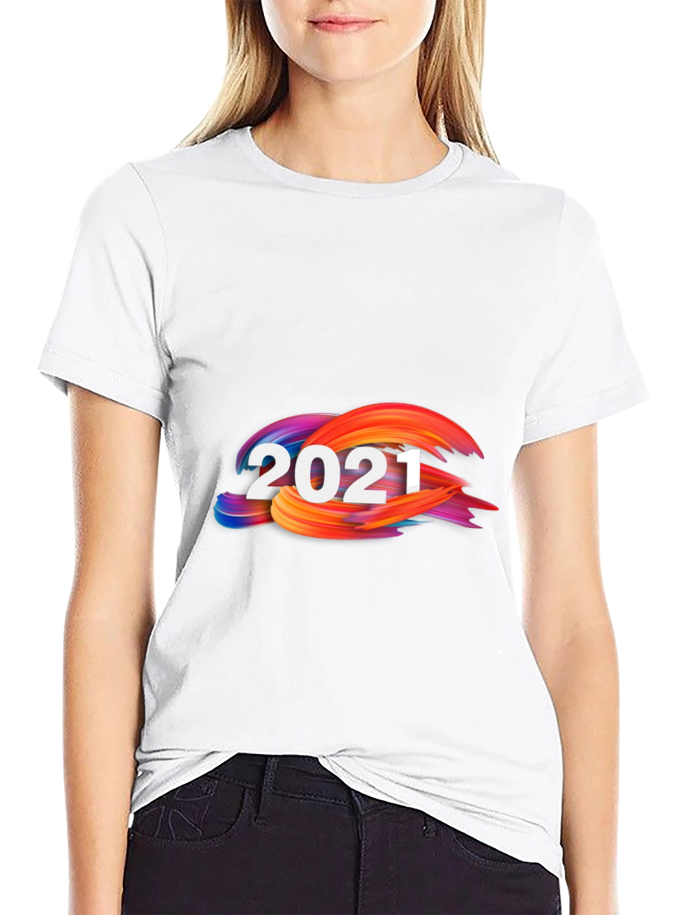 Black 2021 Abstract Graphic Print Black Tee view 9