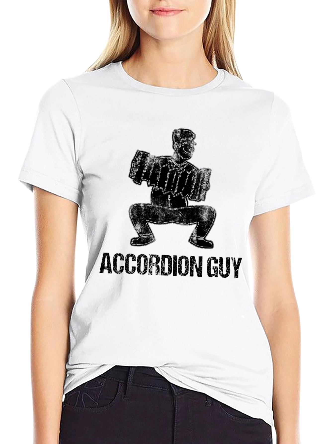 Black Accordion Guy Black Graphic Tee view 9
