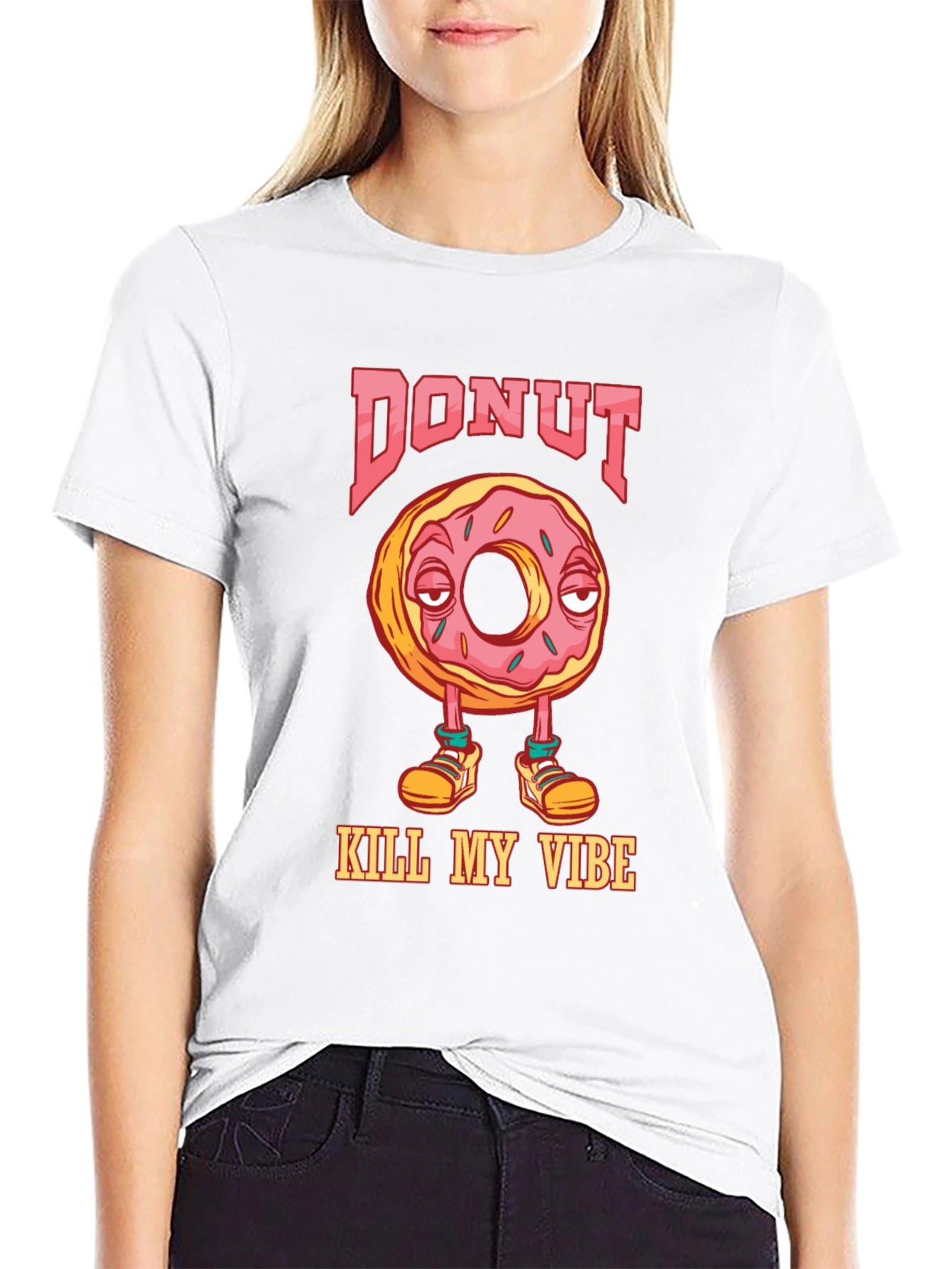 Black Donut Kill My Vibe Graphic T-Shirt view 9