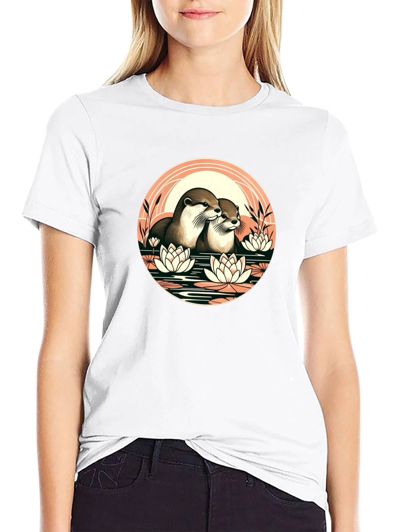 Black Otter Love T-Shirt - Nature Inspired Design view 9