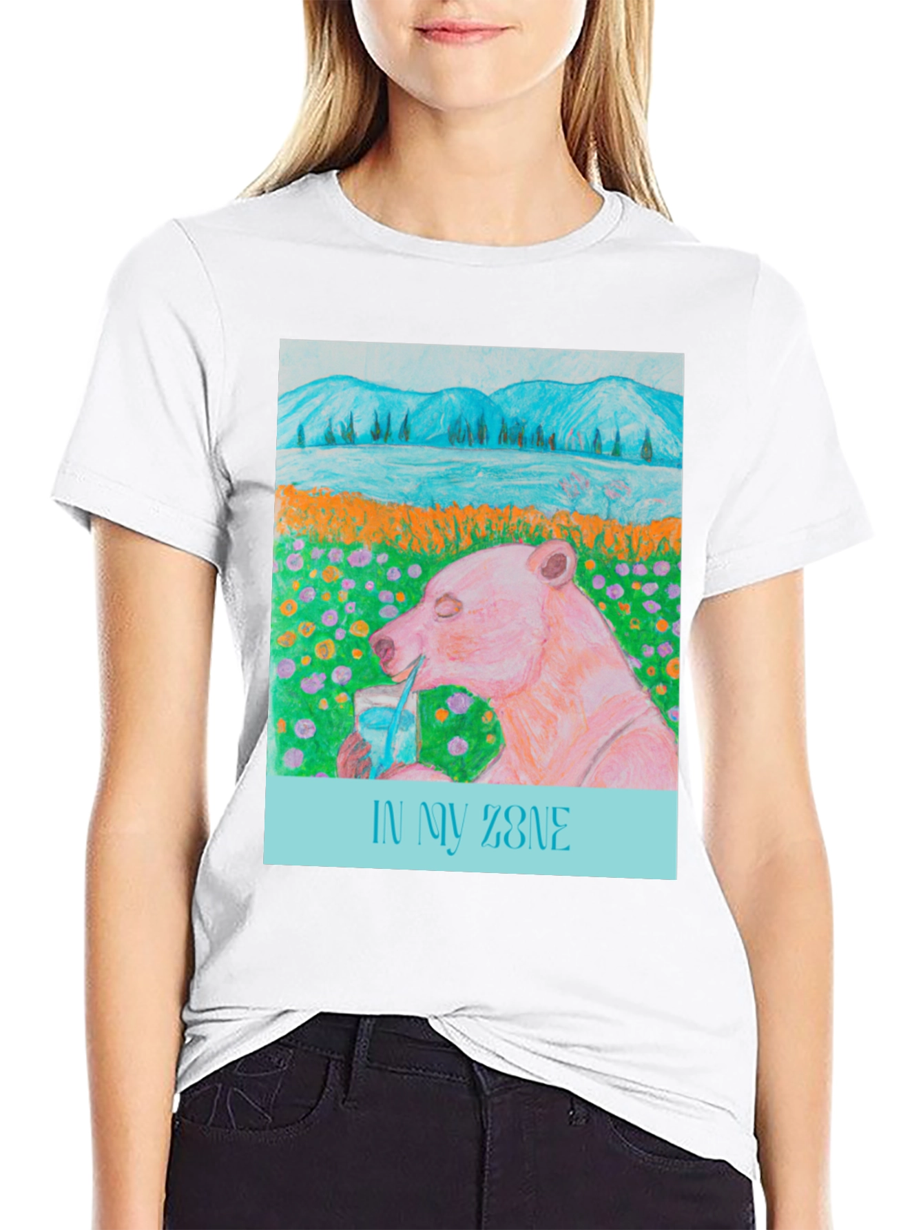 Black In My Zone Bear T-Shirt - Relaxed Graphic Tee view 9