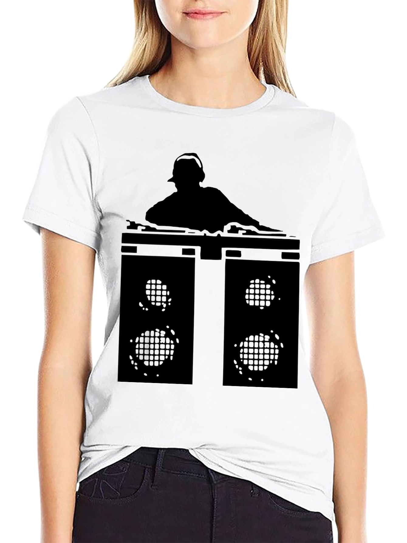 Black DJ Silhouette Graphic Tee view 9