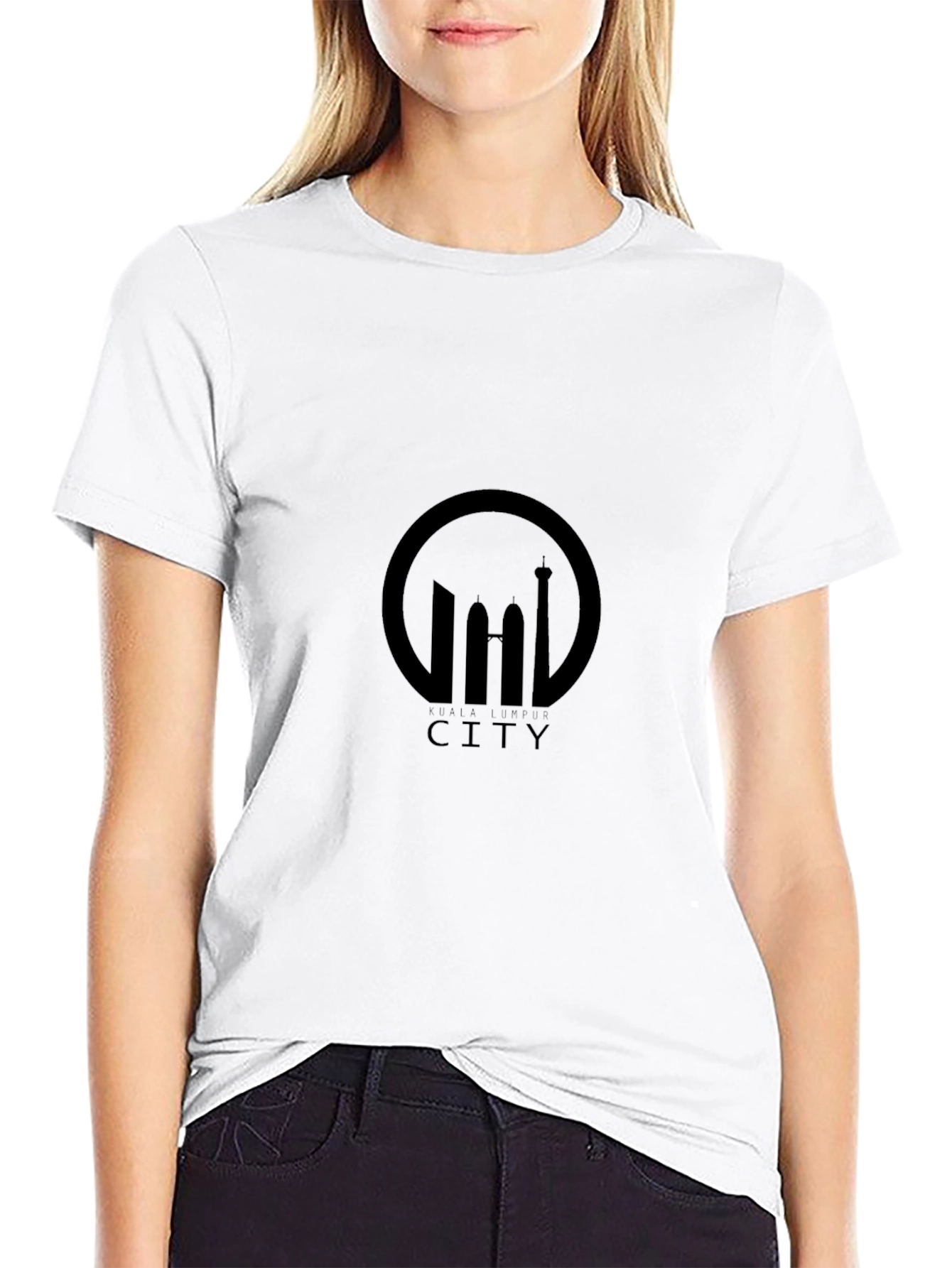 Black Cityscape Silhouette Black T-Shirt view 9