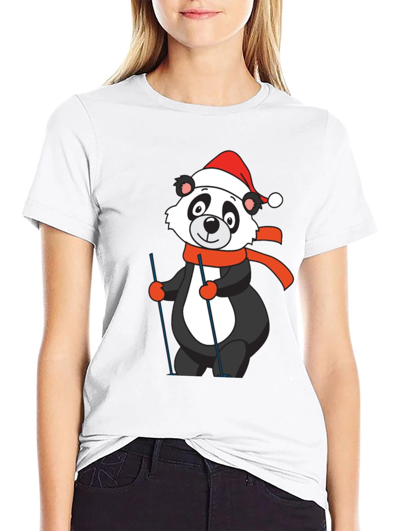 Black Panda Skier T-Shirt: Holiday Fun view 9