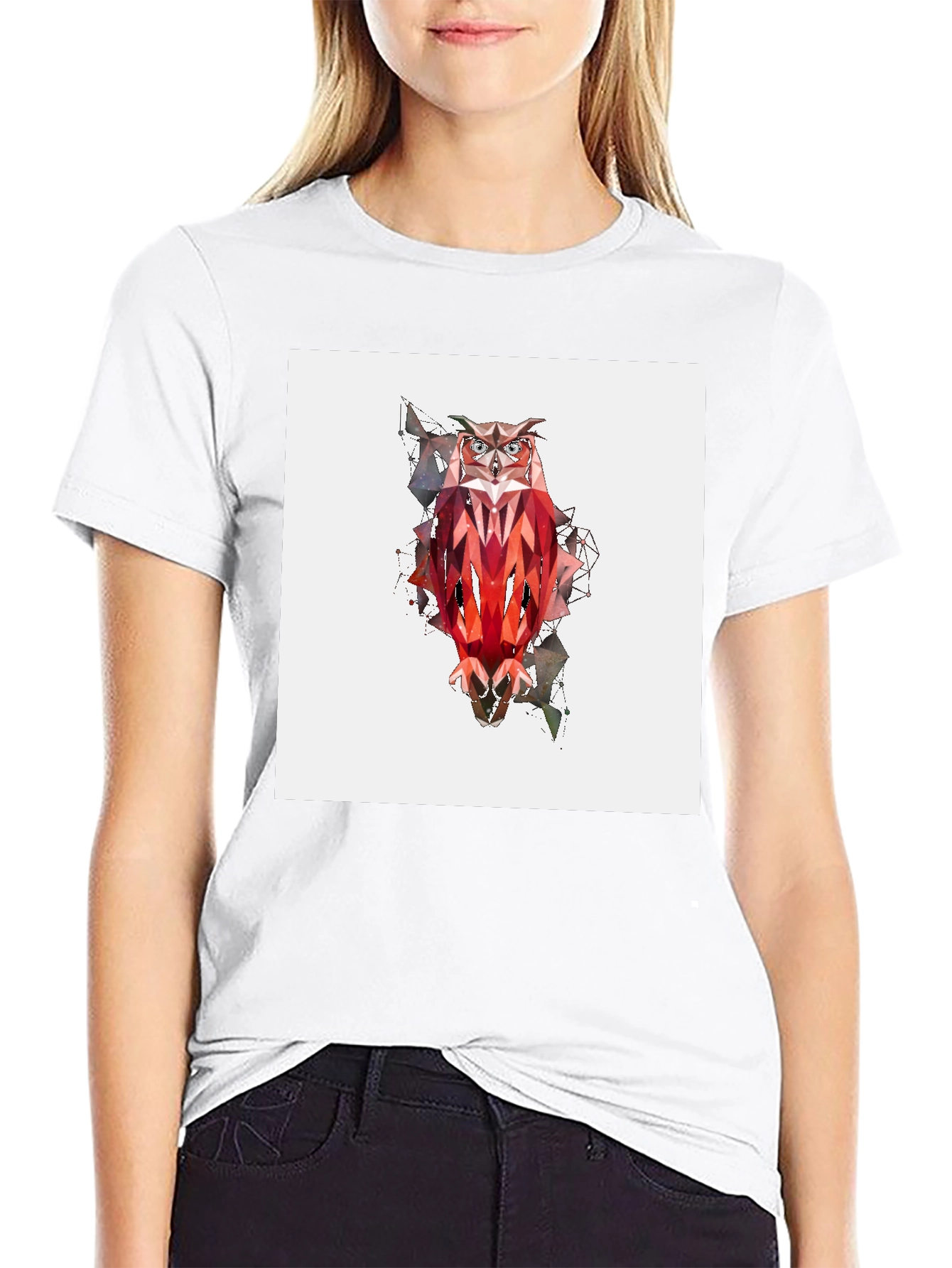 Black Geometric Owl Graphic Tee - Modern Art Style view 9