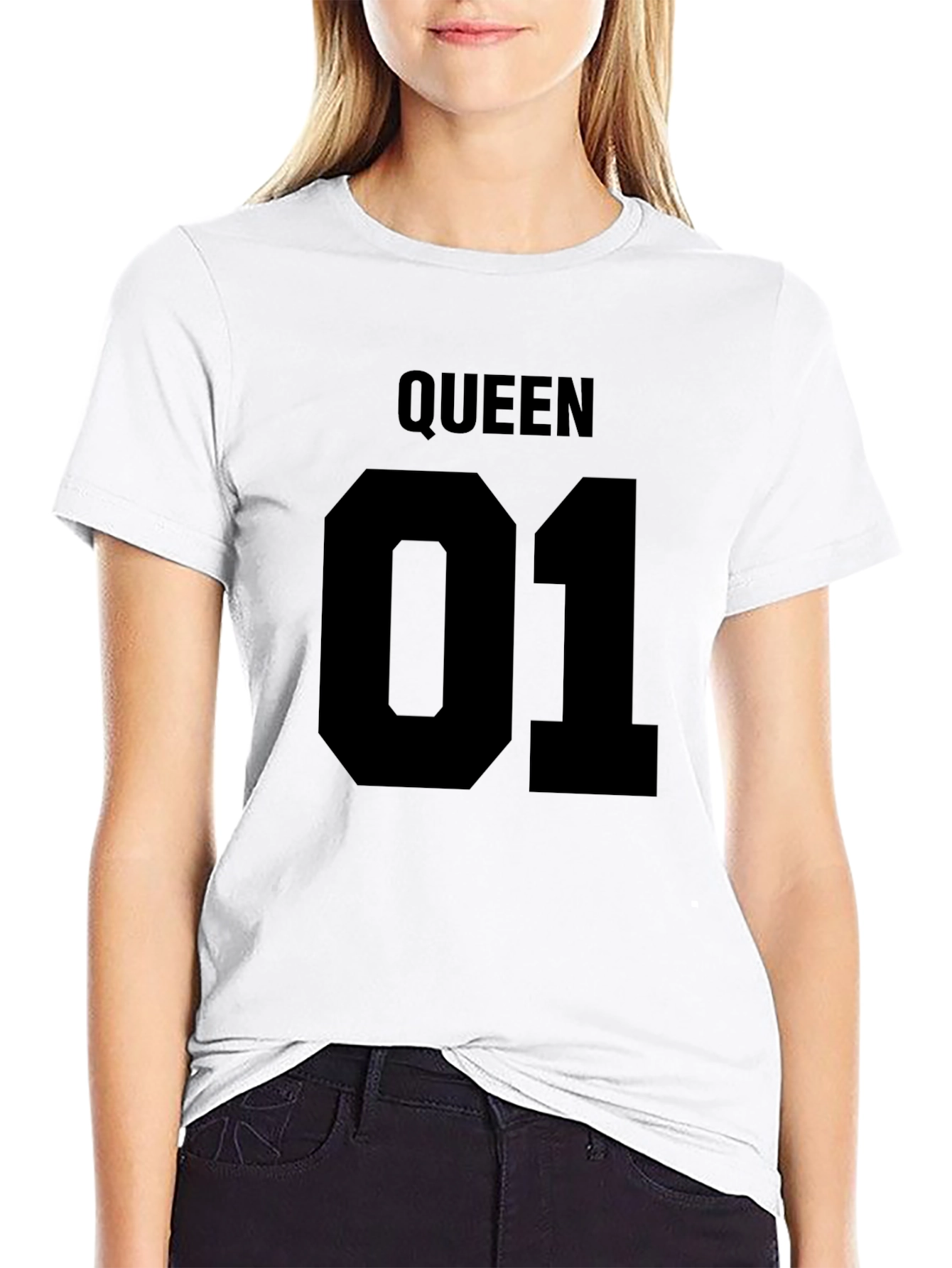 Black Queen 01 T-Shirt - Black, Crew Neck, Short Sleeve view 9