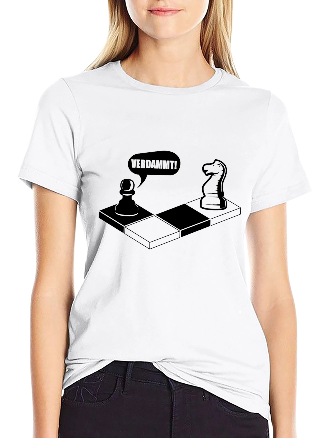 Chess Humor T-Shirt - "Verdammt!" Chessboard Design - 9