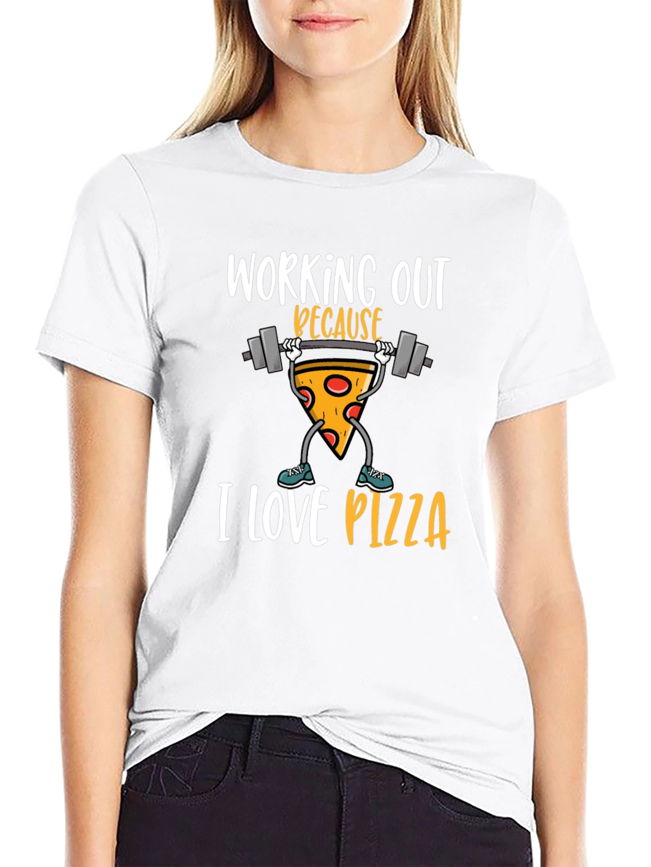Black Funny Pizza Workout Graphic Tee view 9